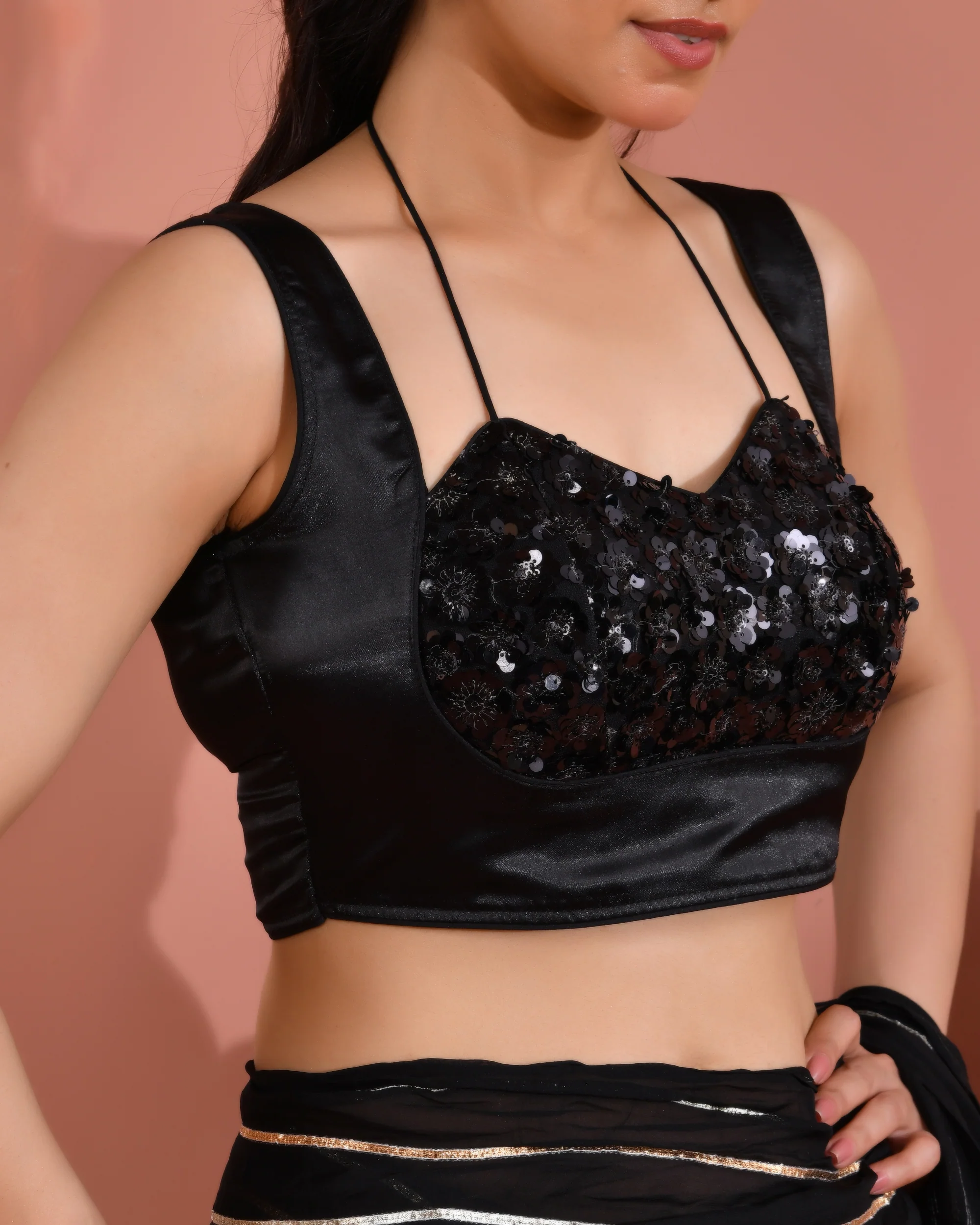 Amodini Designer Studio Women's Masaba cut black blouse - Image 4