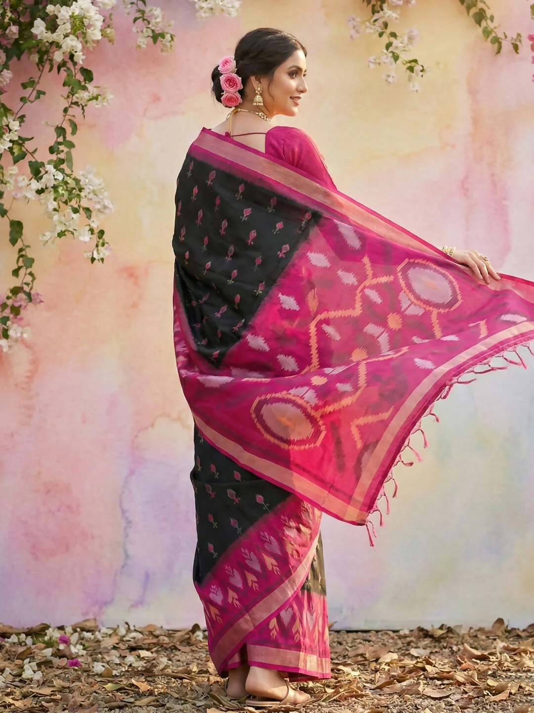 Astita Black Soft Silk Saree - Image 2