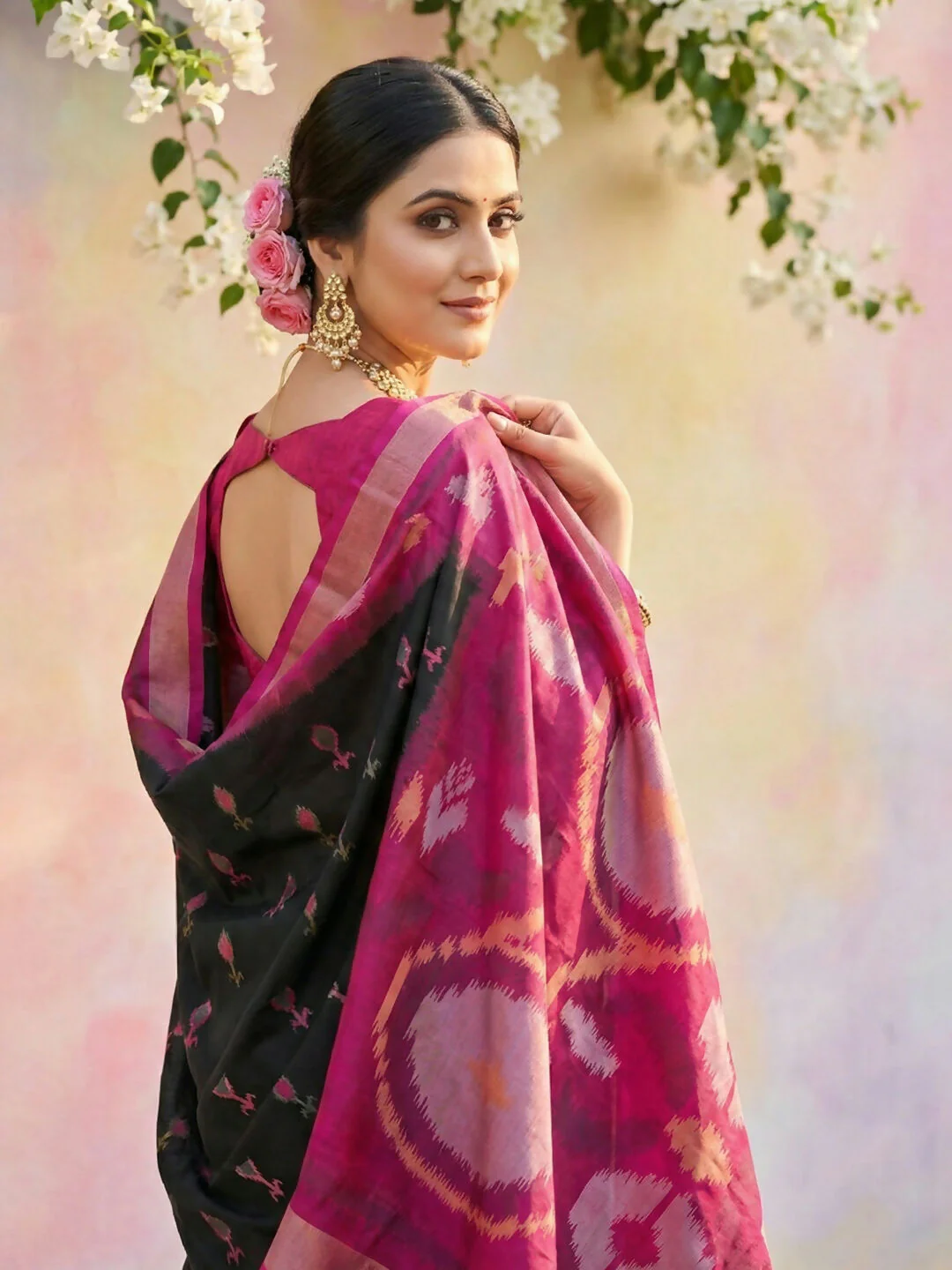 Astita Black Soft Silk Saree - Image 3