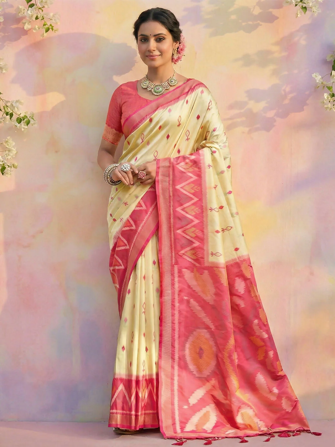 Astita Cream Soft Silk Saree
