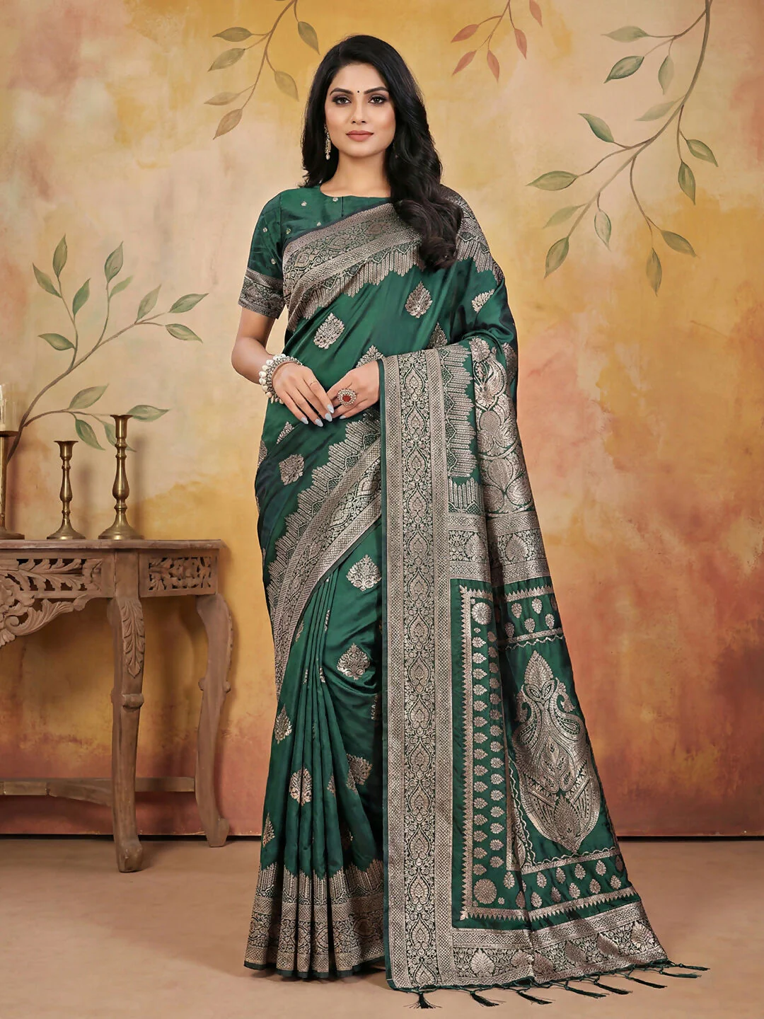 Astita Green Silk Blend Saree