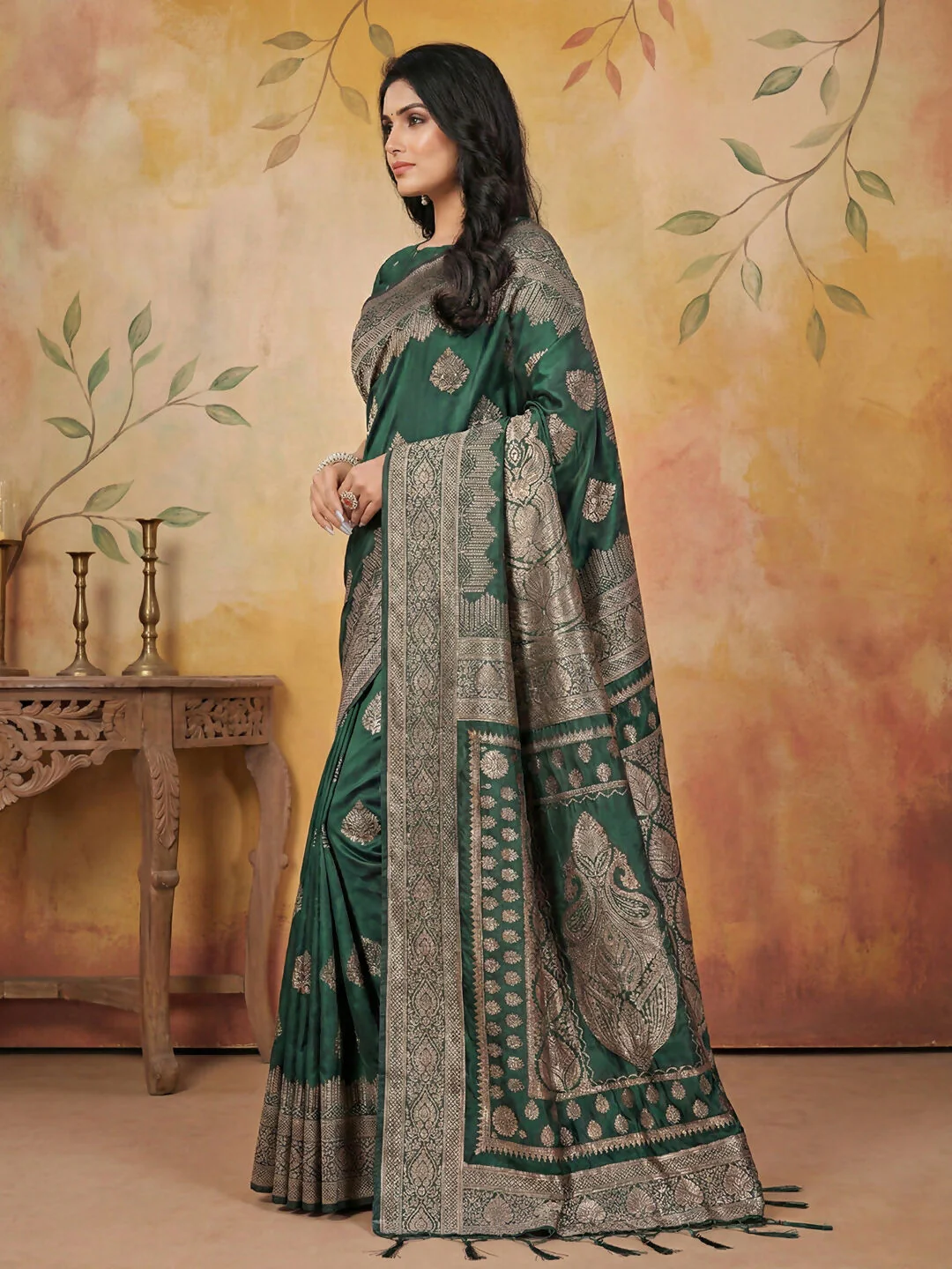 Astita Green Silk Blend Saree - Image 2