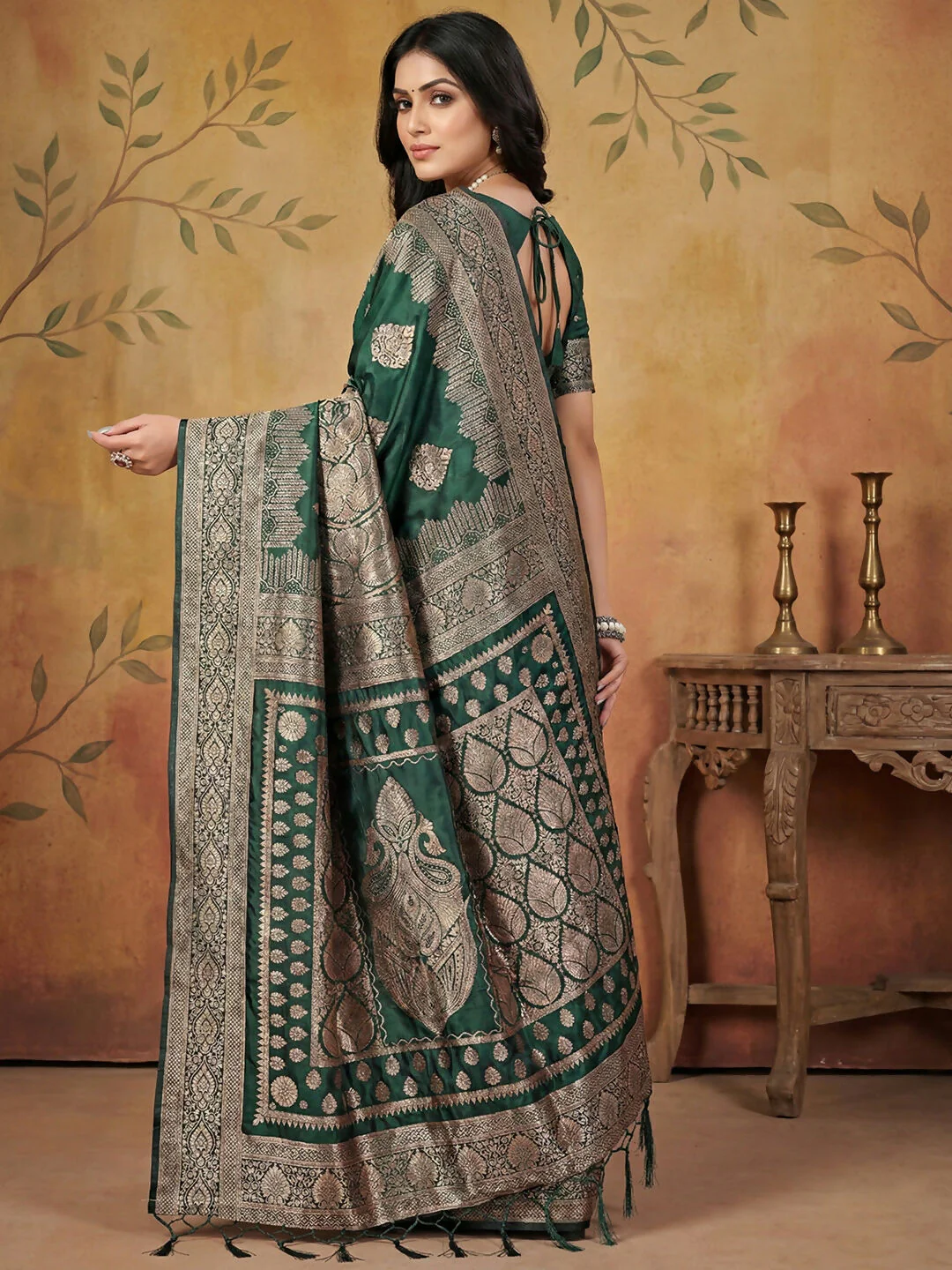 Astita Green Silk Blend Saree - Image 3