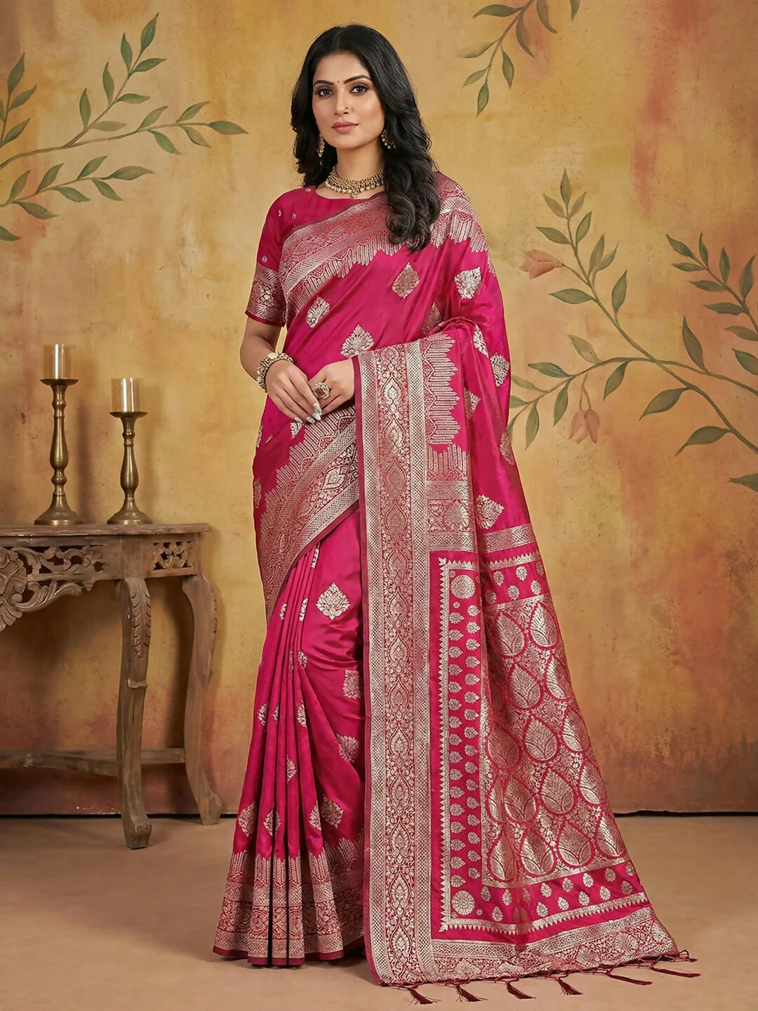 Astita Magenta Silk Blend Saree
