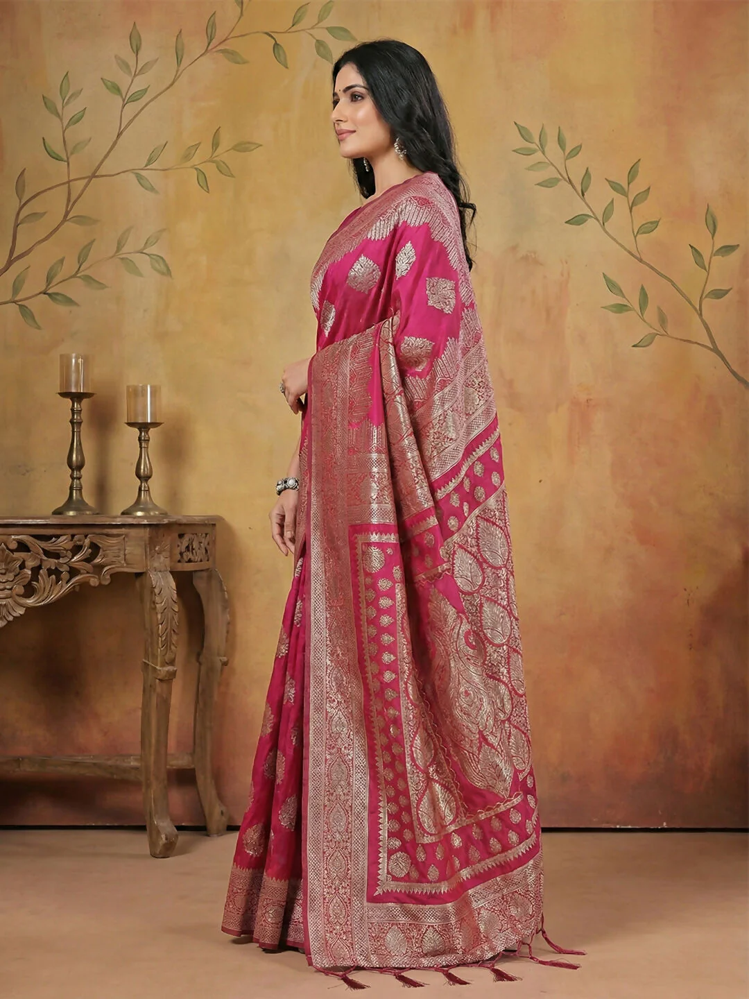 Astita Magenta Silk Blend Saree - Image 2