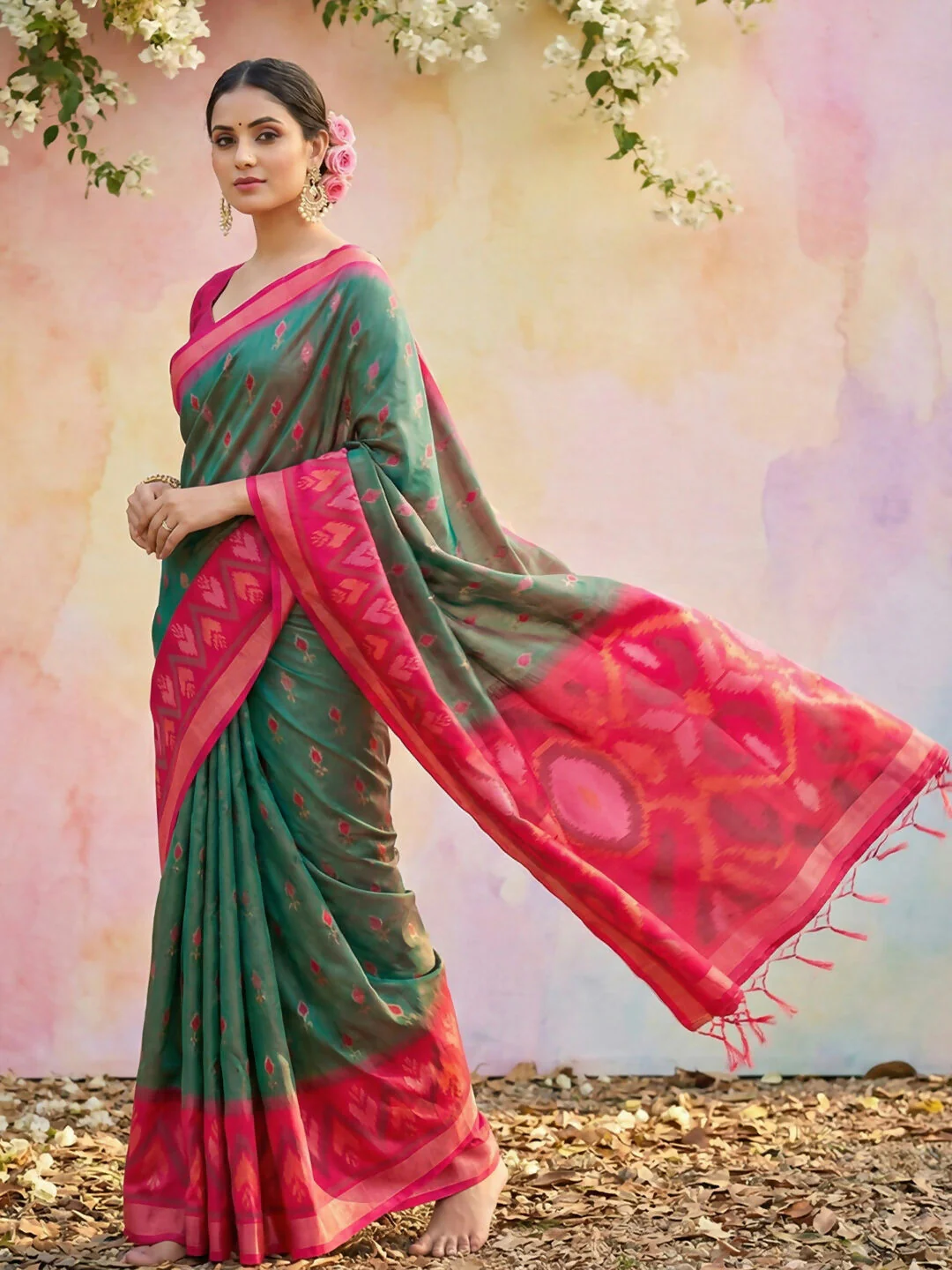 Astita Mehndi Soft Silk Saree - Image 2