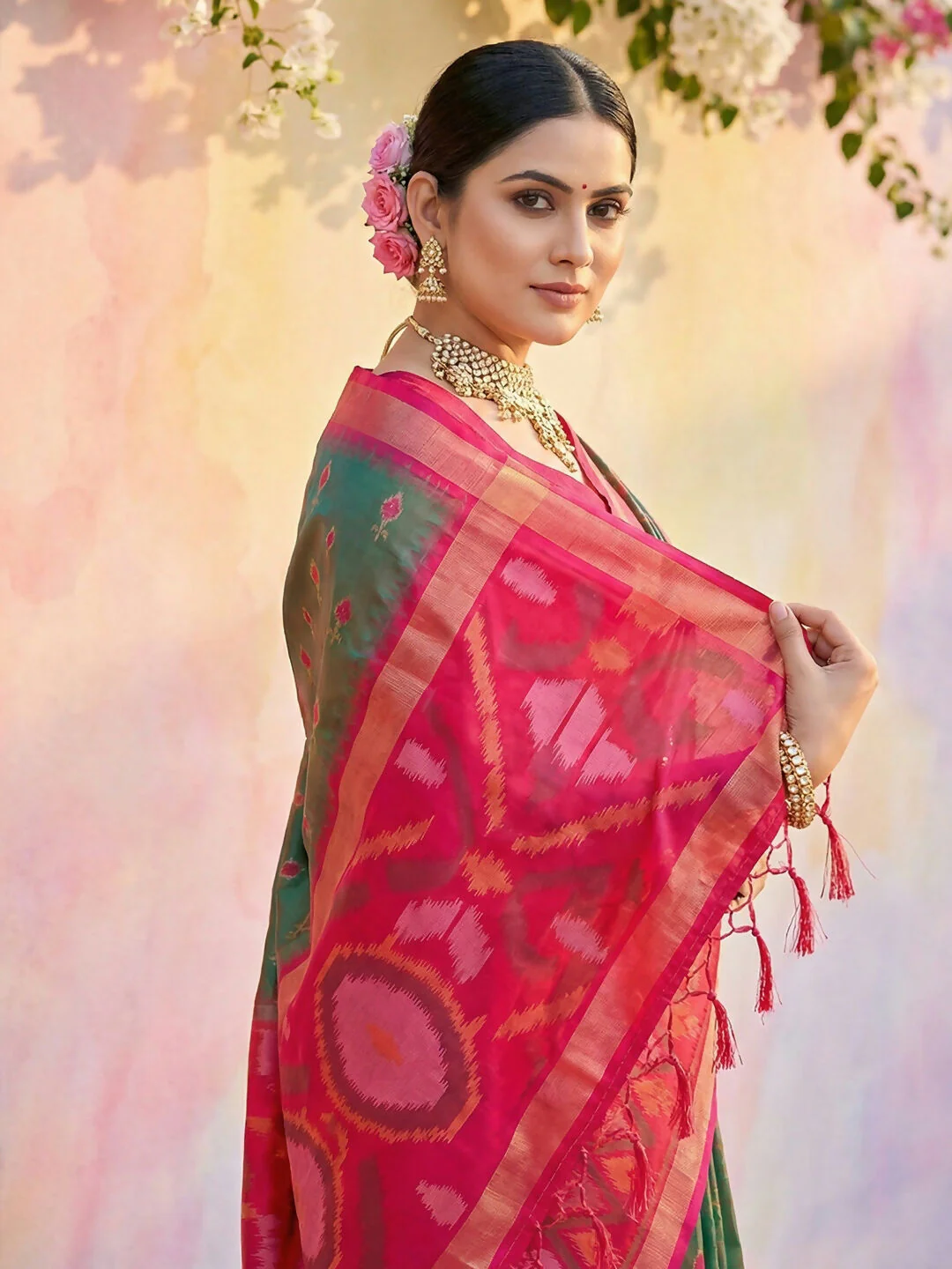 Astita Mehndi Soft Silk Saree - Image 4