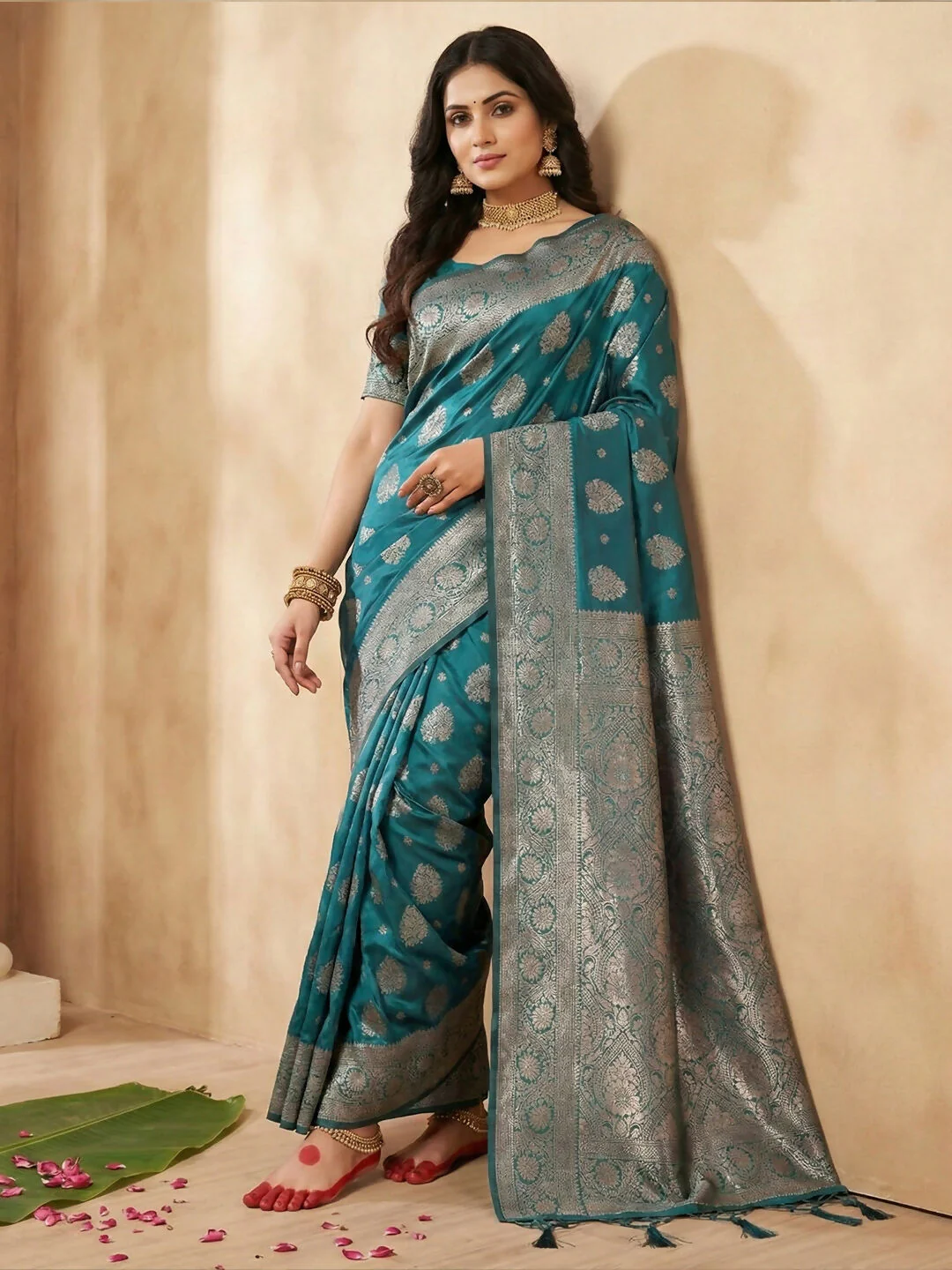 Astita Sea Green Silk Blend Saree