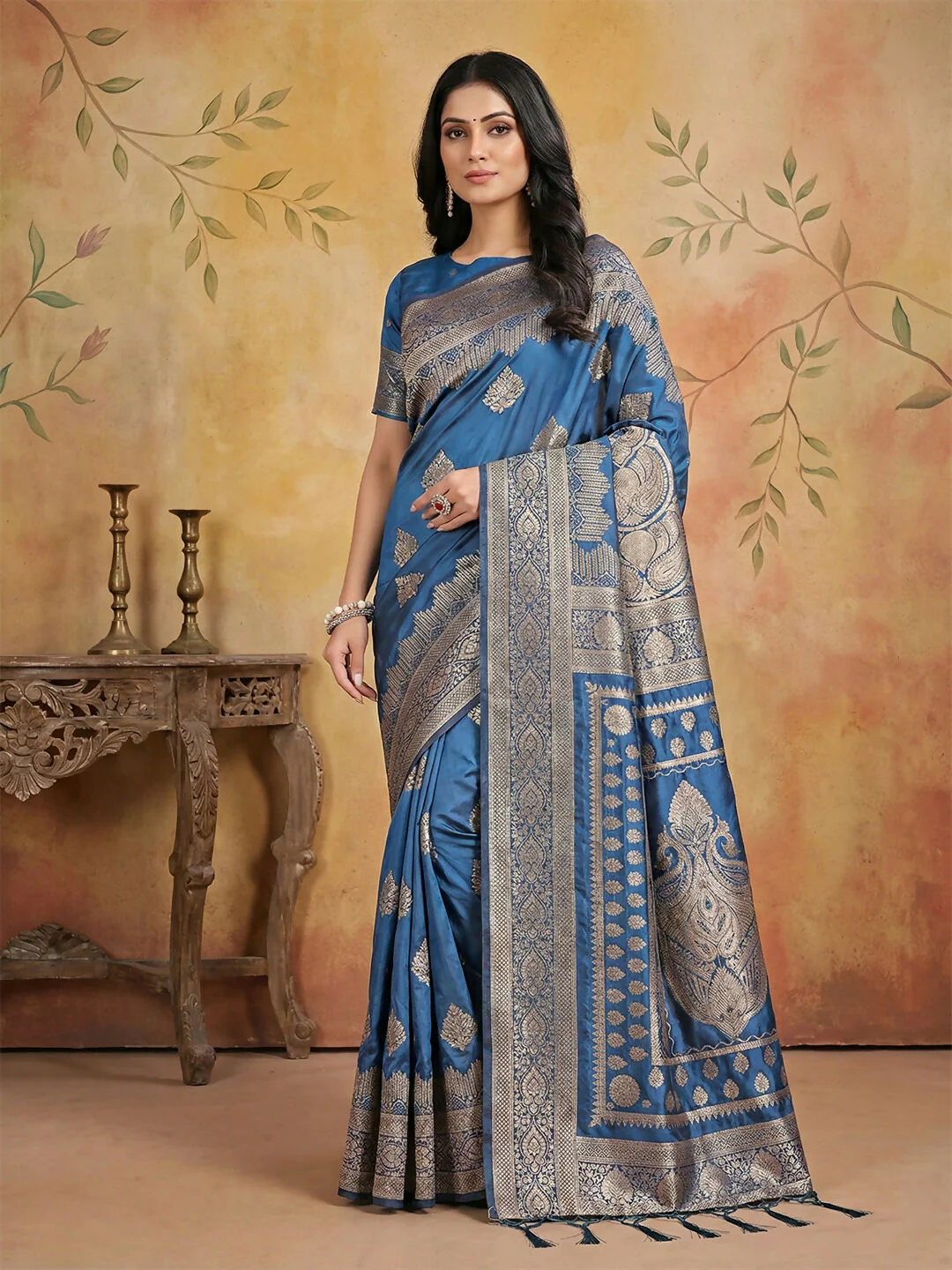 Astita Sky Blue Silk Blend Saree