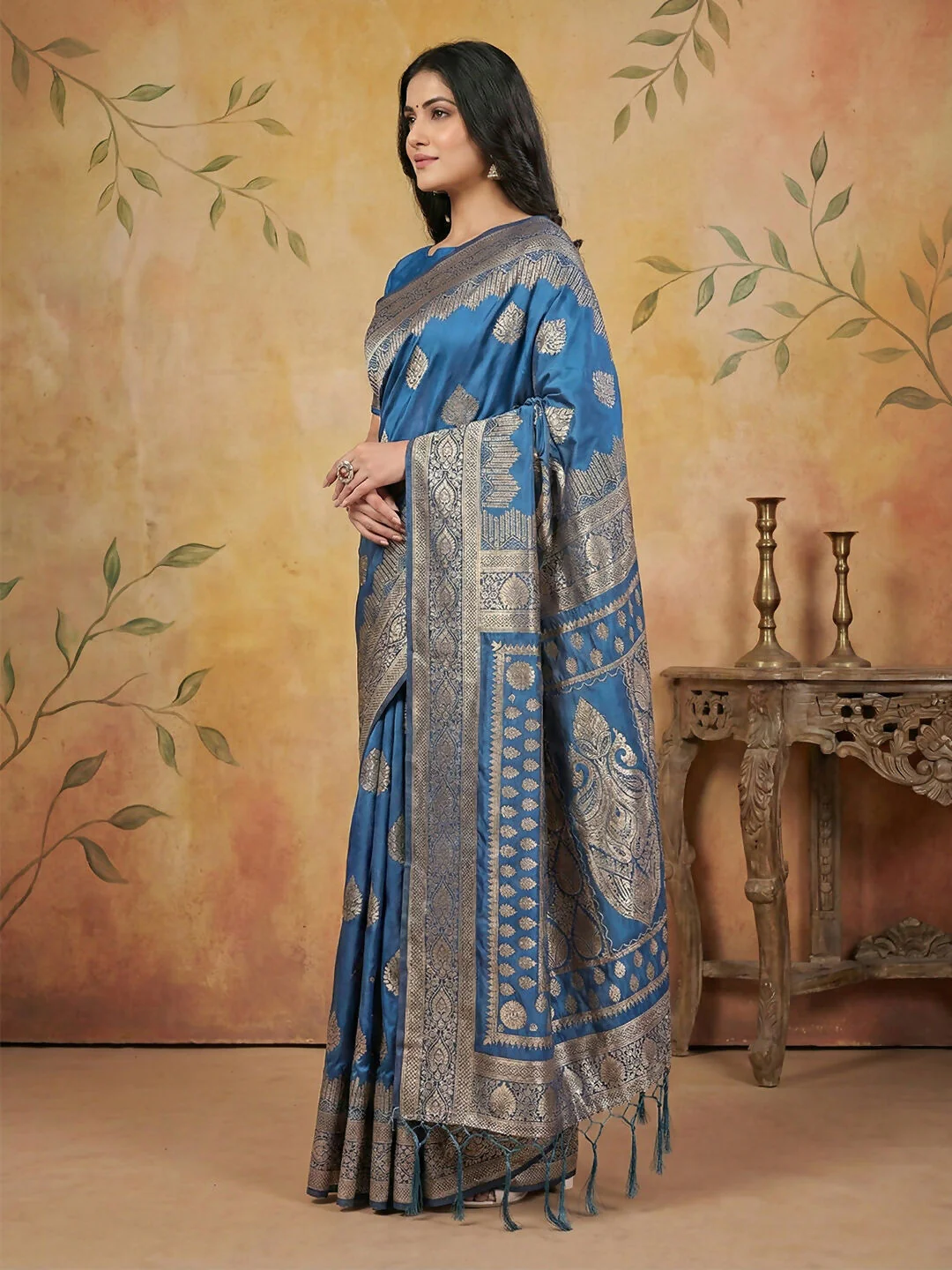 Astita Sky Blue Silk Blend Saree - Image 2