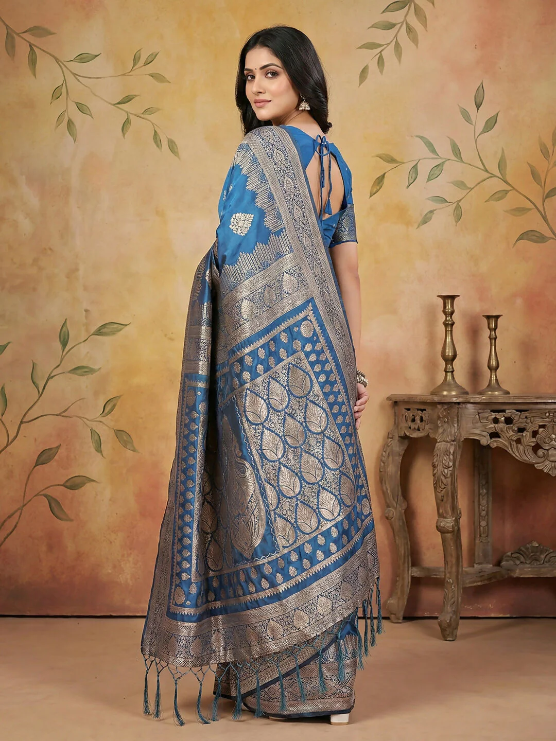 Astita Sky Blue Silk Blend Saree - Image 3
