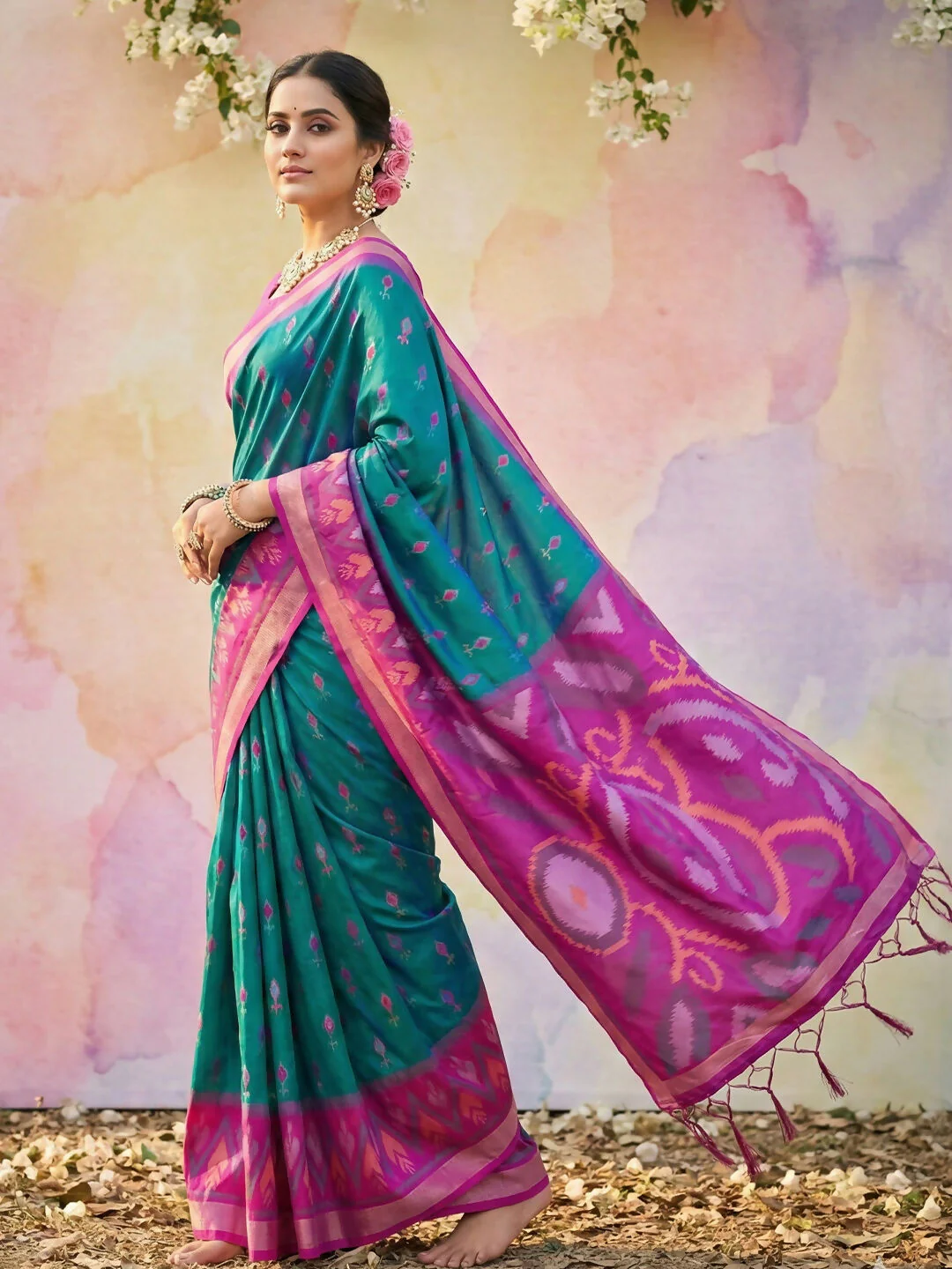 Astita Sky Blue Soft Silk Saree - Image 2