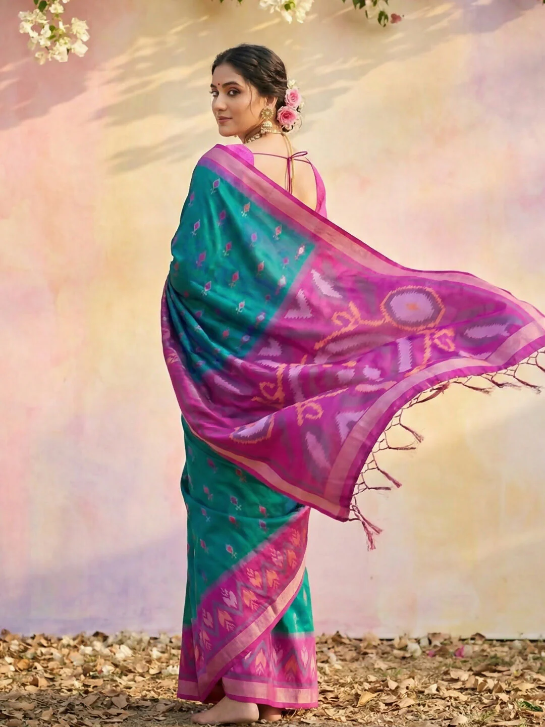 Astita Sky Blue Soft Silk Saree - Image 3