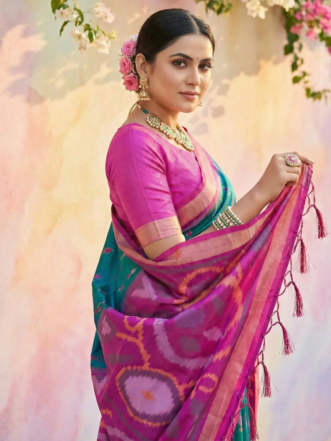 Astita Sky Blue Soft Silk Saree - Image 4