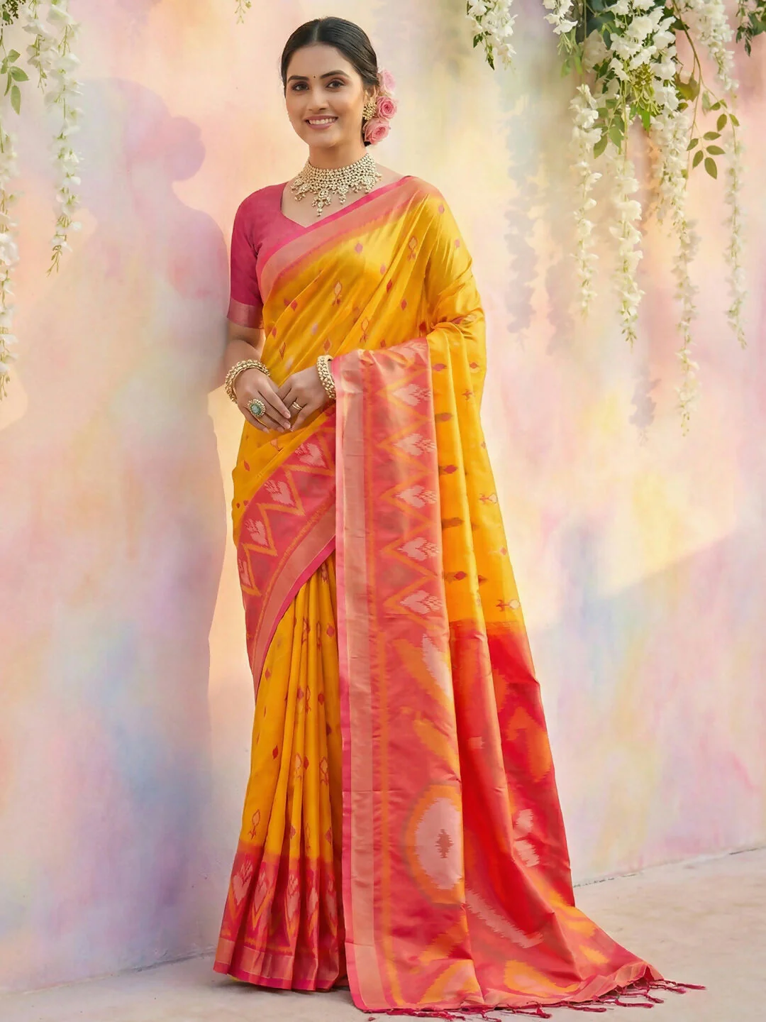 Astita Yellow Soft Silk Saree