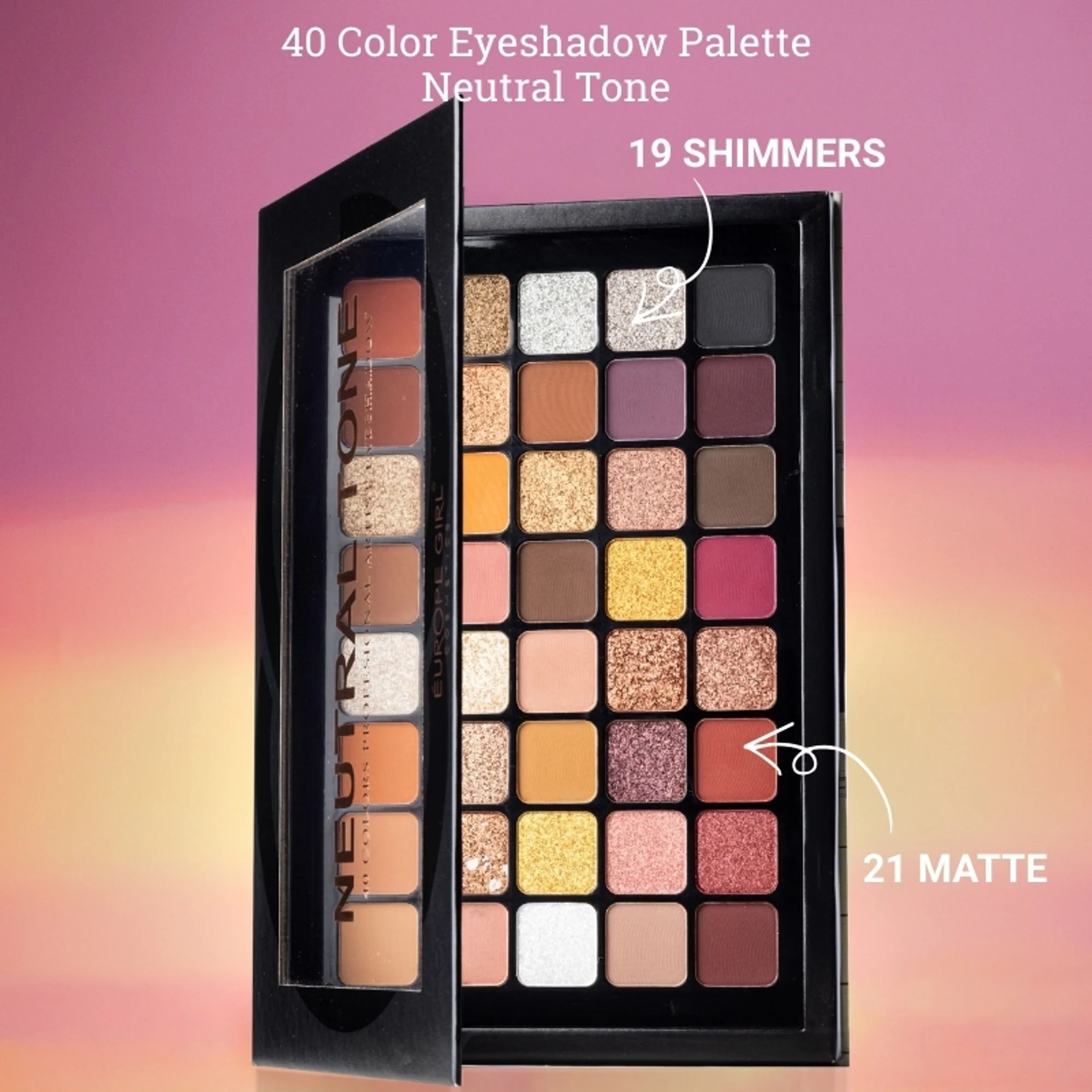 Europe Girl 40 Colour Eyeshadow Palette - Neutral Tone - Image 5