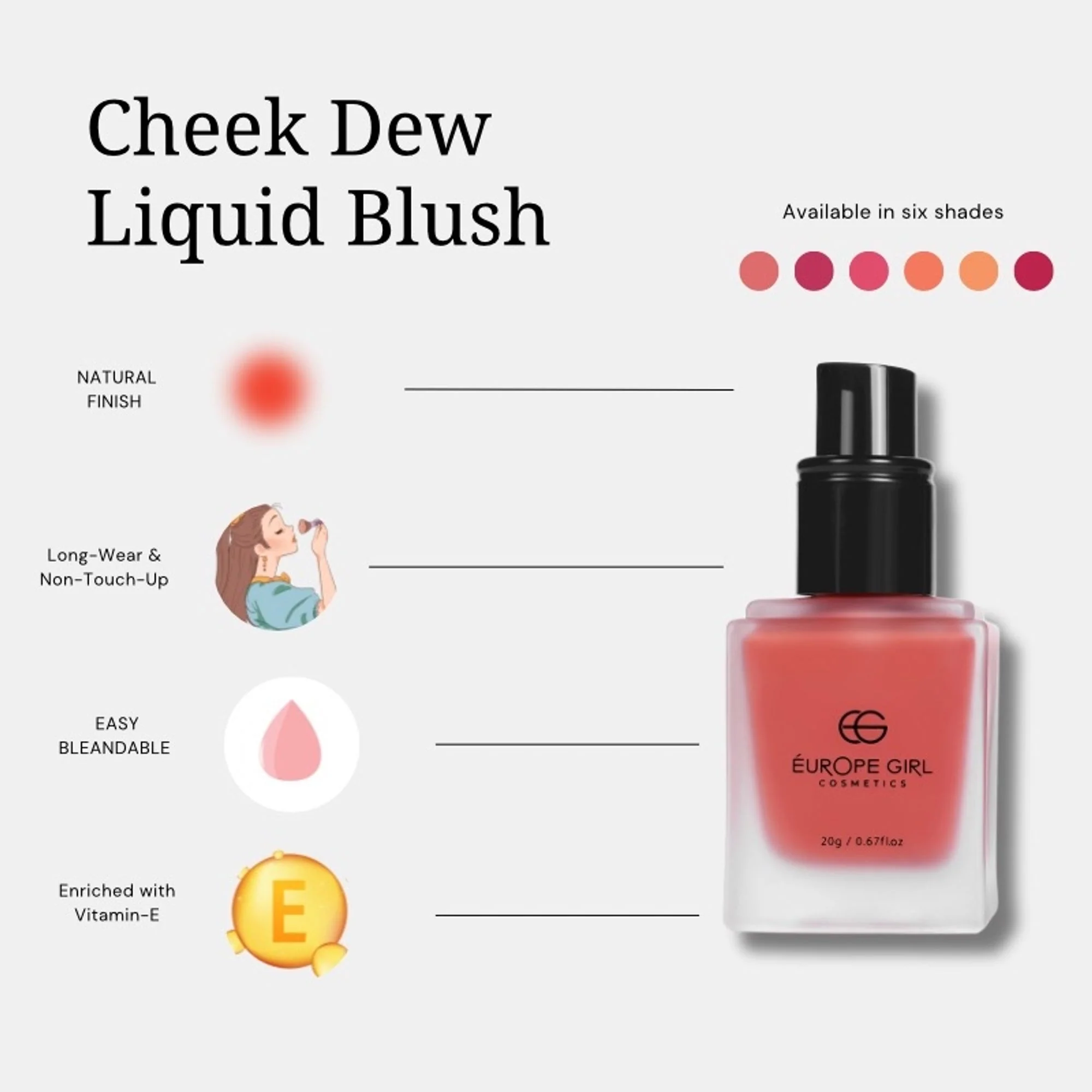 Europe Girl Cheek Dew Liquid Blush - EG-05 Peach - Image 3