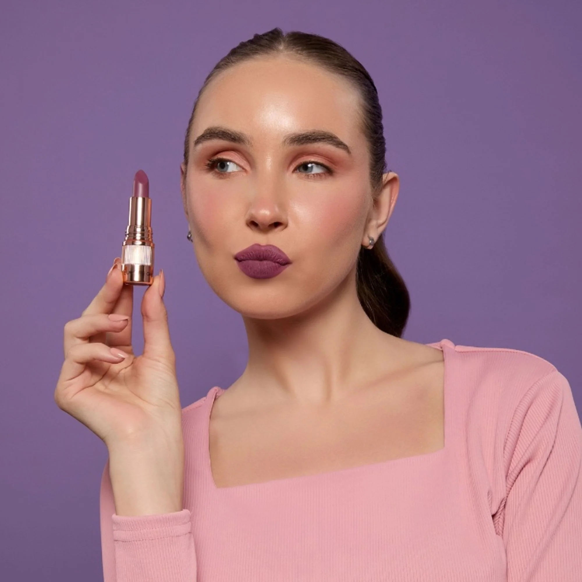 Europe Girl Silky Matte Lipstick - EG-02 Purple Petal - Image 3