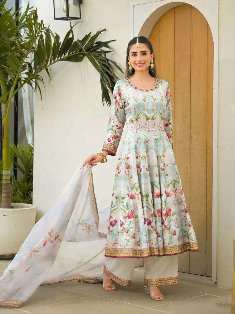 Functional Designer Sky Jam Silk Anarkali suit with Dupatta-Anbazaar - Image 6