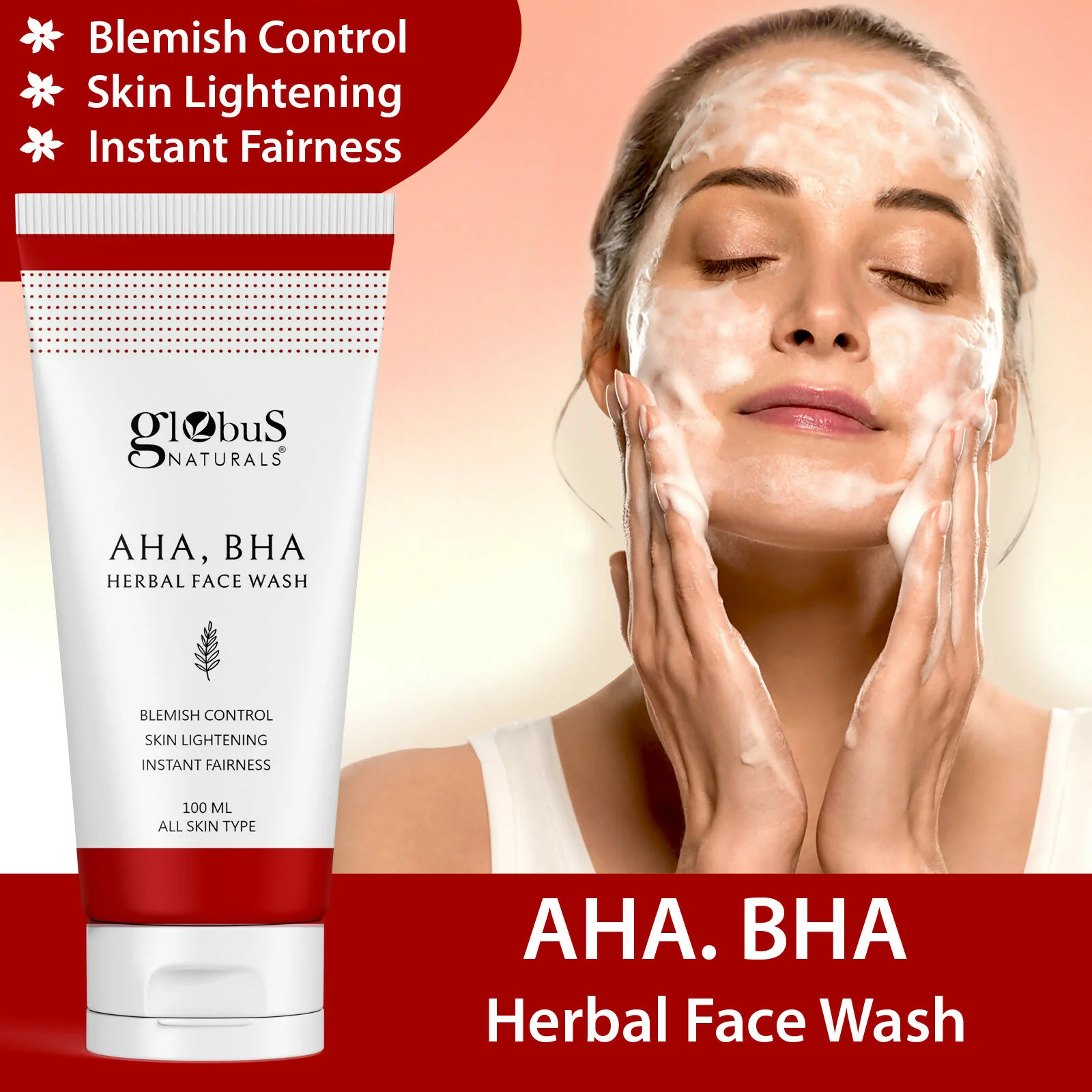 Globus Naturals AHA BHA Herbal Face Wash - Image 3