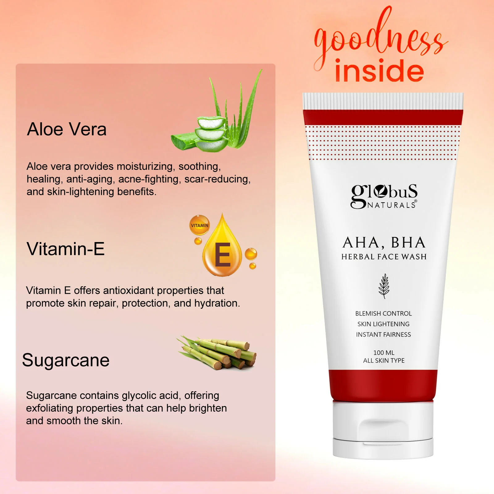 Globus Naturals AHA BHA Herbal Face Wash - Image 4