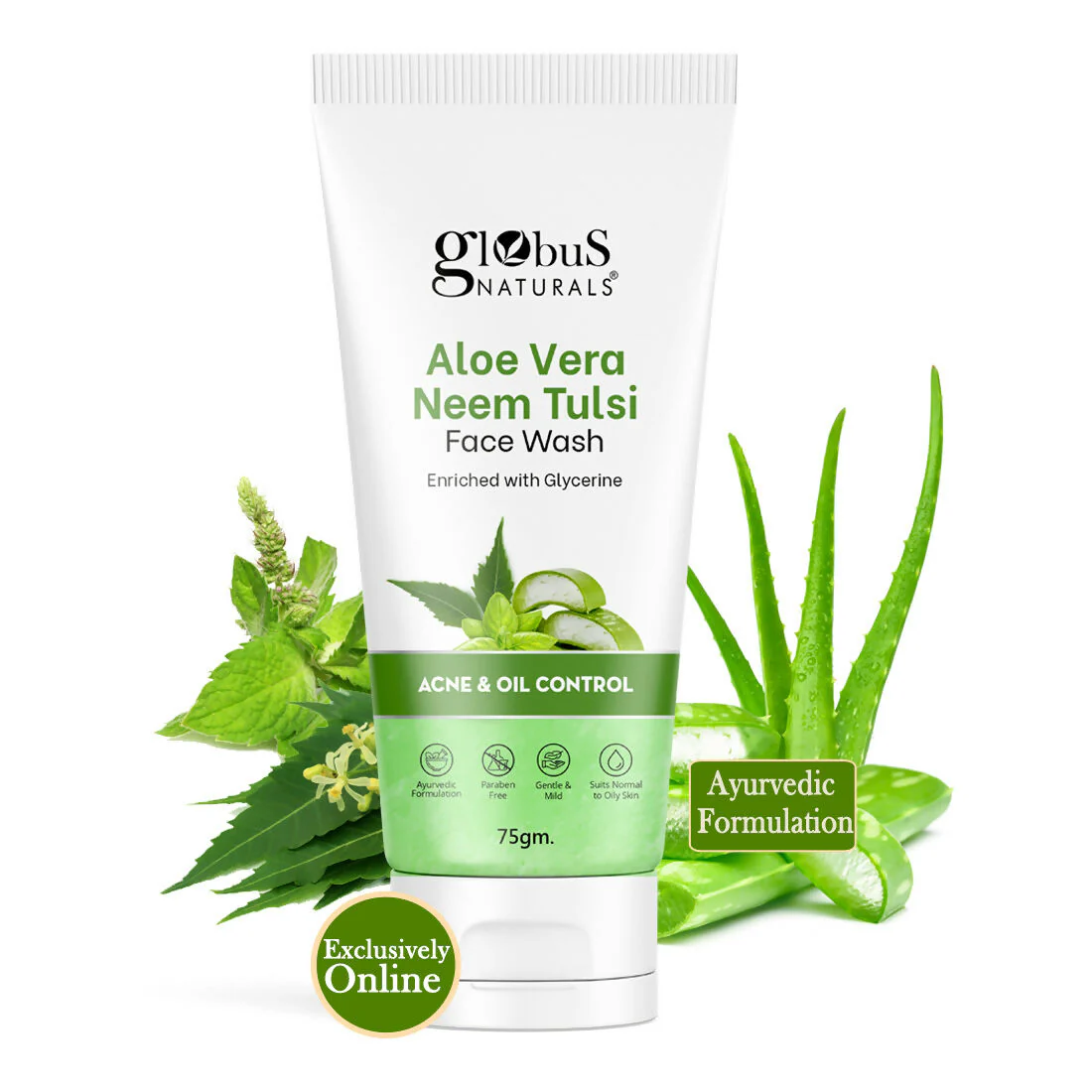 Globus Naturals Aloe vera Neem Tulsi Enriched With Glycerin & Oil Control Formula - Image 3