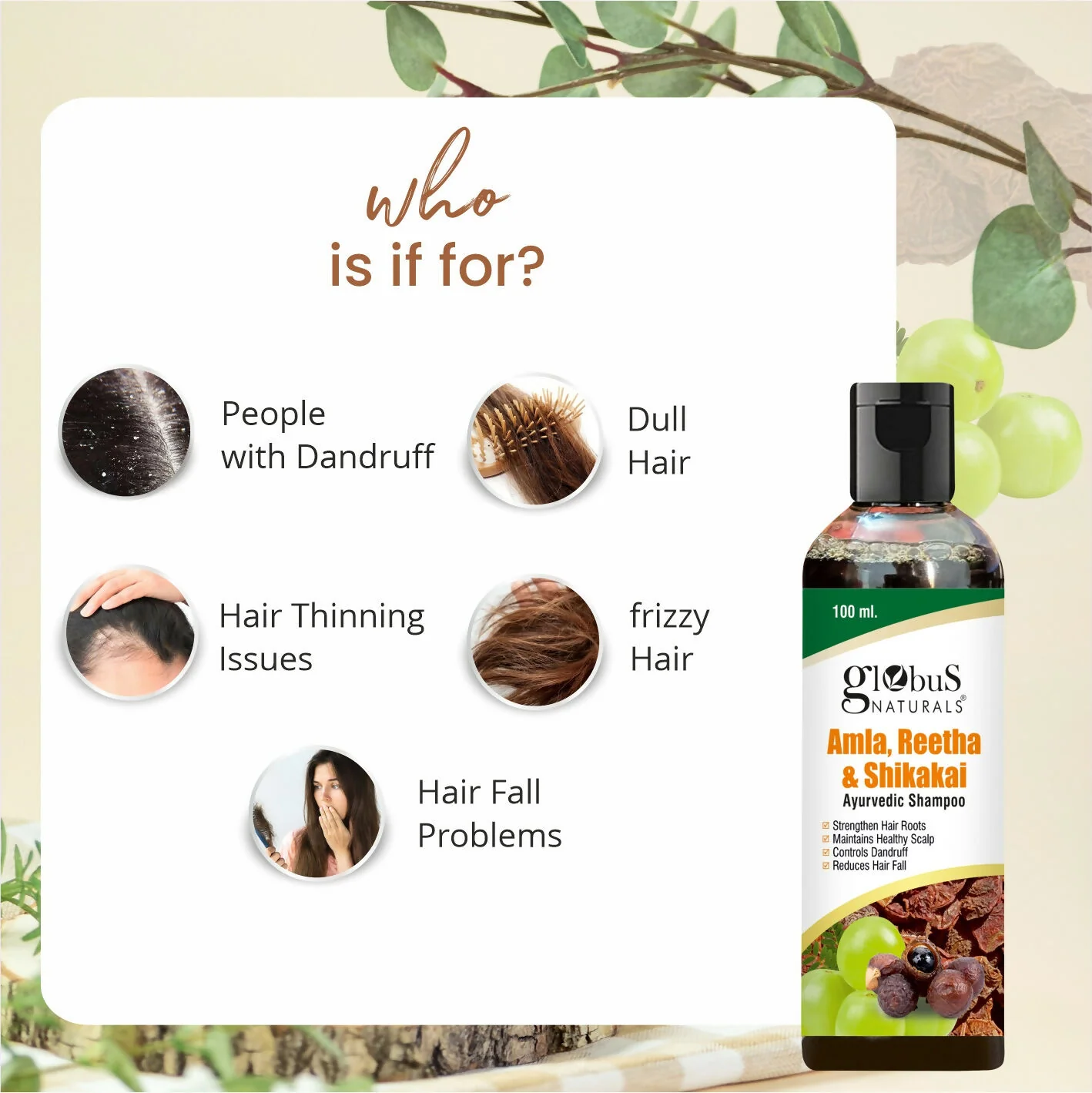 Globus Naturals Amla Reetha Shikakai Shampoo - Image 7