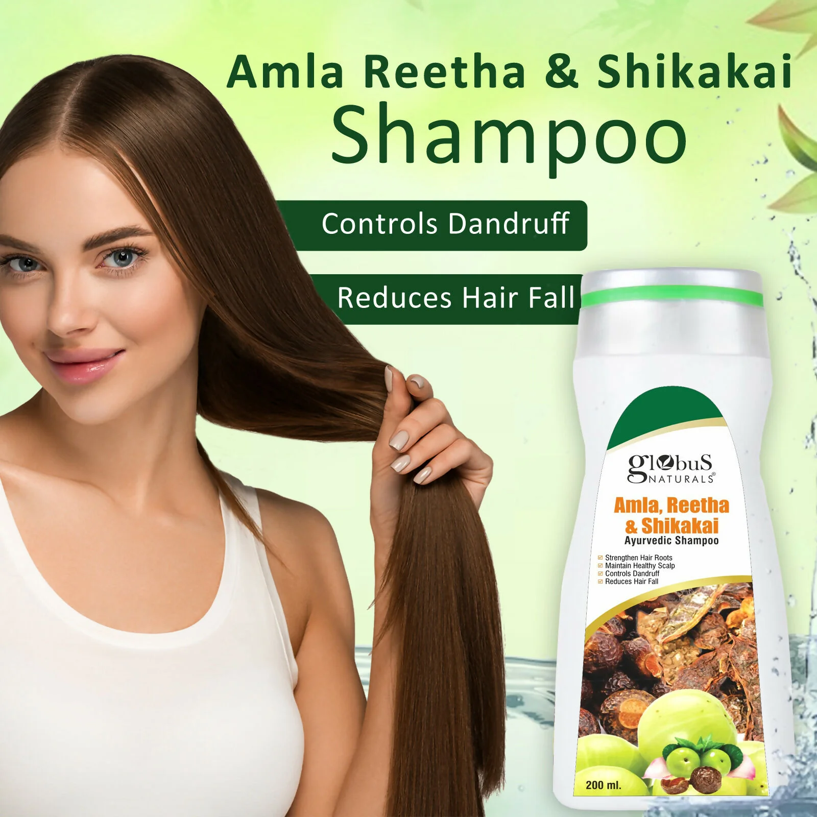 Globus Naturals Amla Reetha Shikakai Shampoo - Image 3