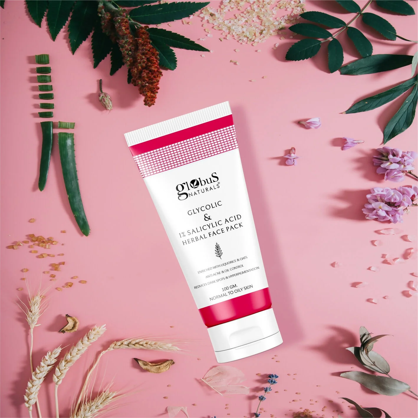 Globus Naturals Anti Acne Glycolic & 1 % Salicylic Acid Face Pack, For Acne Prone & Oily Skin - Image 2