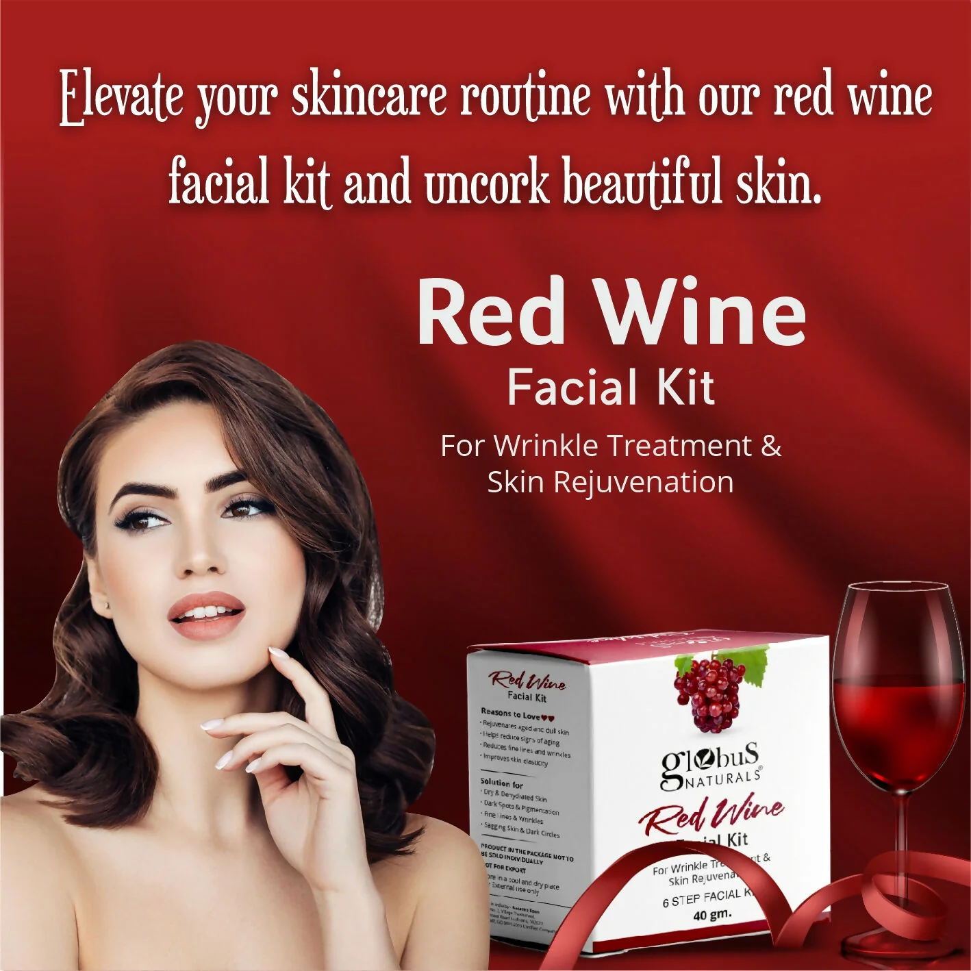 Globus Naturals Anti-Ageing Red Wine 6 Step Facial Kit - Image 4