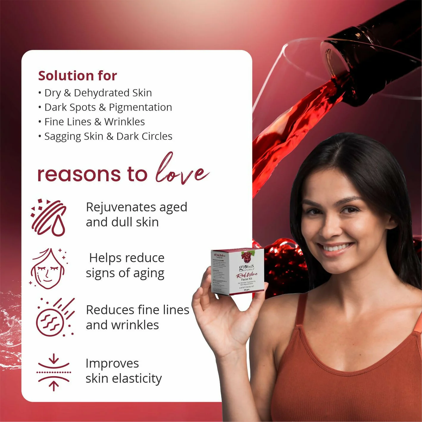 Globus Naturals Anti-Ageing Red Wine 6 Step Facial Kit - Image 5