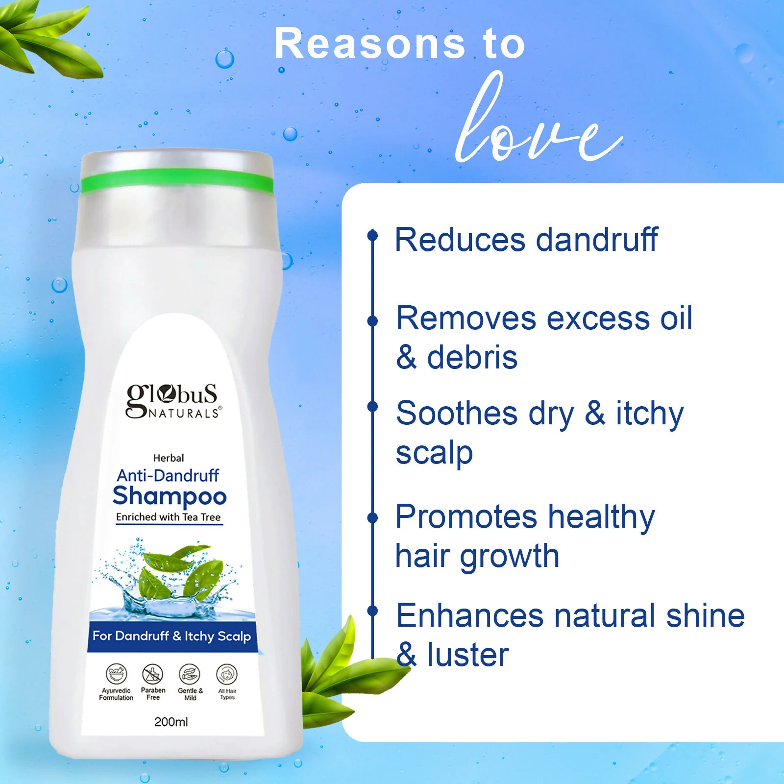 Globus Naturals Anti Dandruff Shampoo, For Dandruff and Itchy Scalp, Suitable For All Hair Types - Image 5