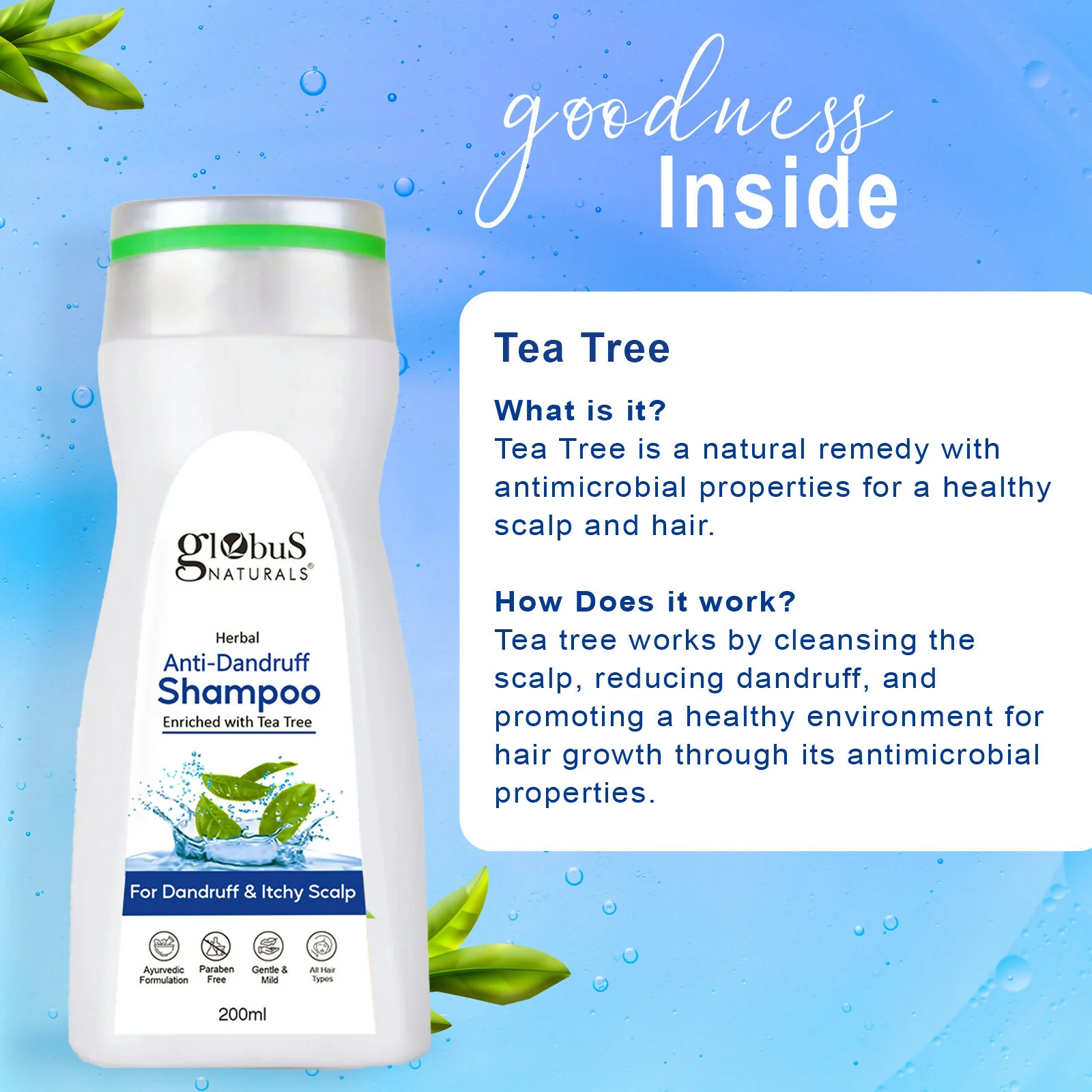 Globus Naturals Anti Dandruff Shampoo, For Dandruff and Itchy Scalp, Suitable For All Hair Types - Image 6
