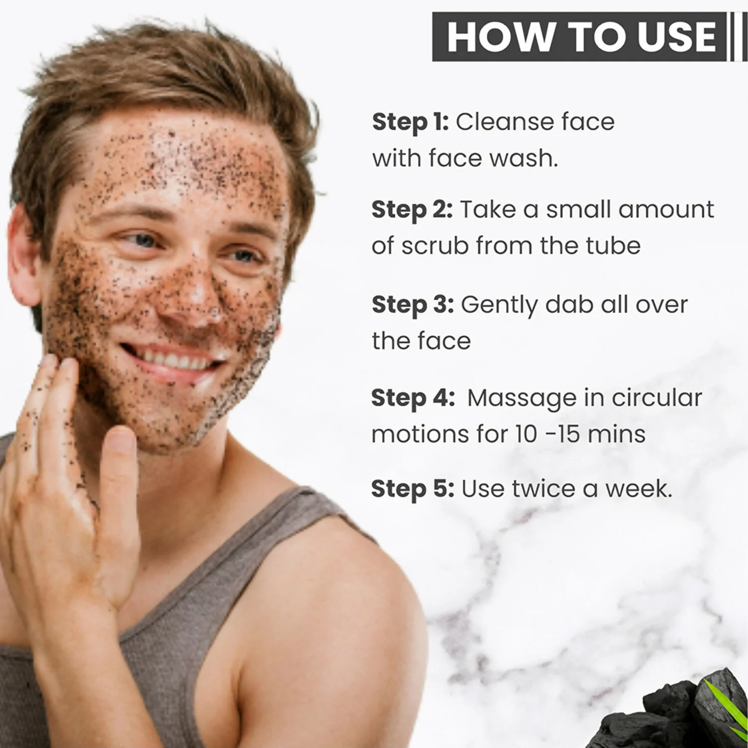 Globus Naturals Anti Pollution & Anti Acne Detox Charcoal Face Scrub for Men - Image 6