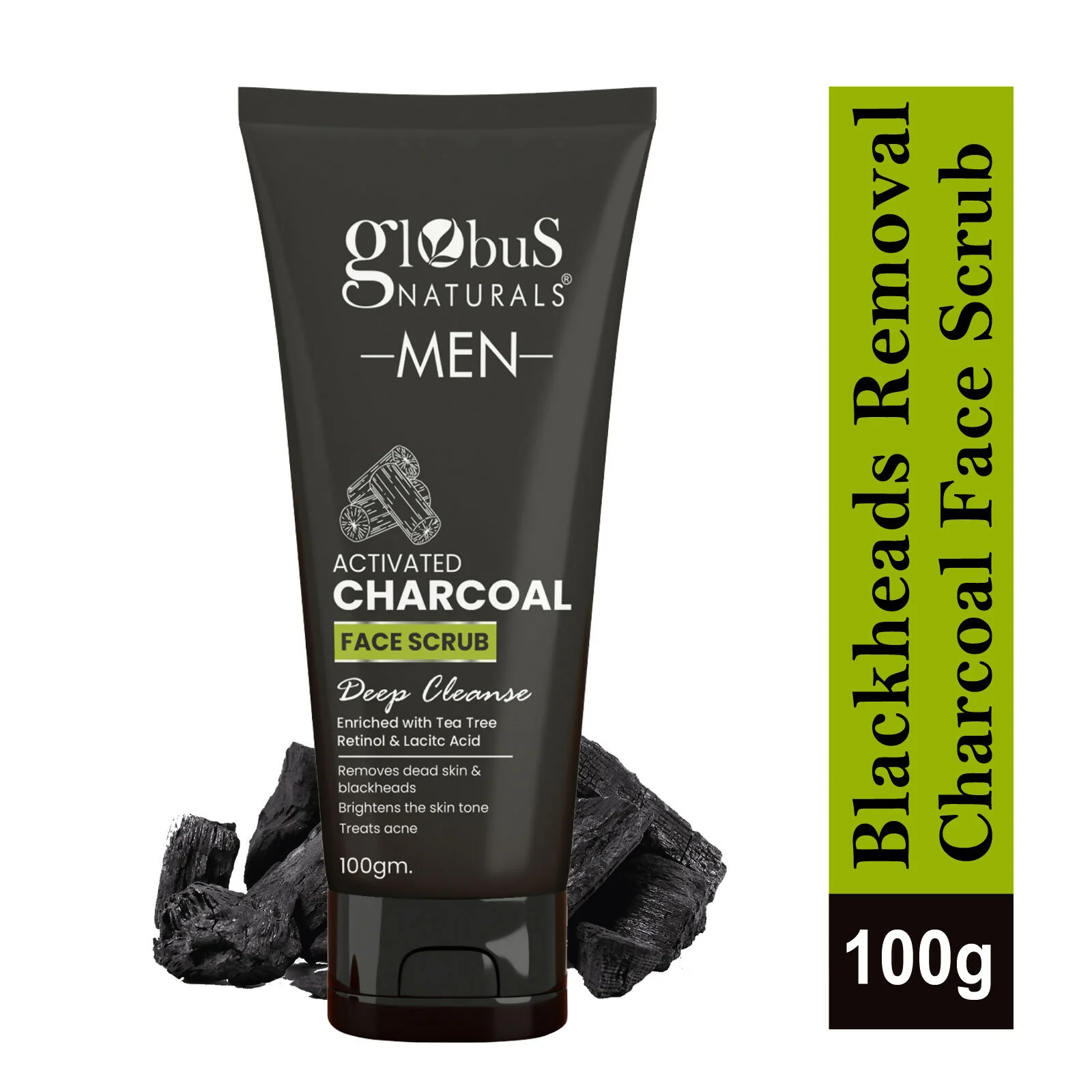 Globus Naturals Anti Pollution & Anti Acne Detox Charcoal Face Scrub for Men - Image 7