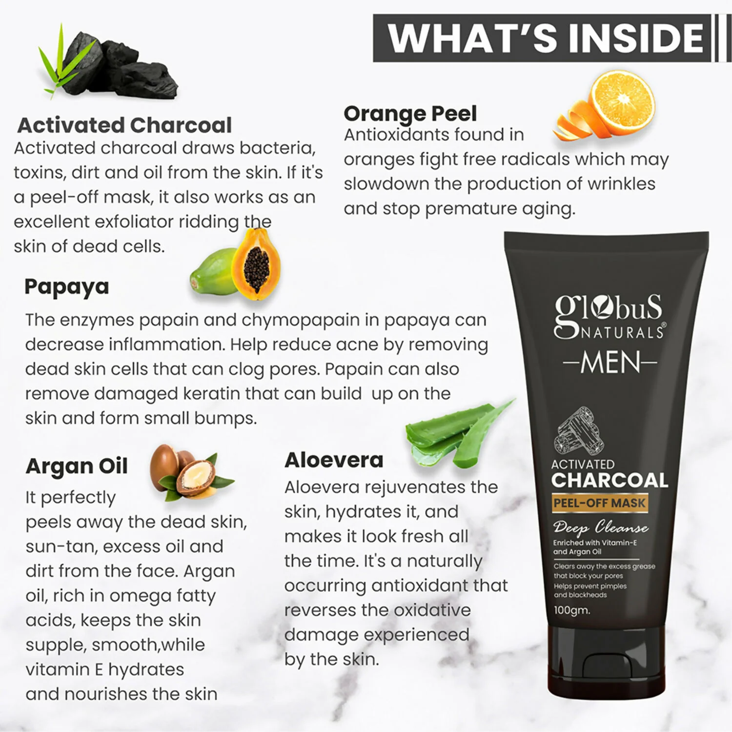 Globus Naturals Anti Pollution & Anti Acne Detox Charcoal Peel Off Mask For Men - Image 4