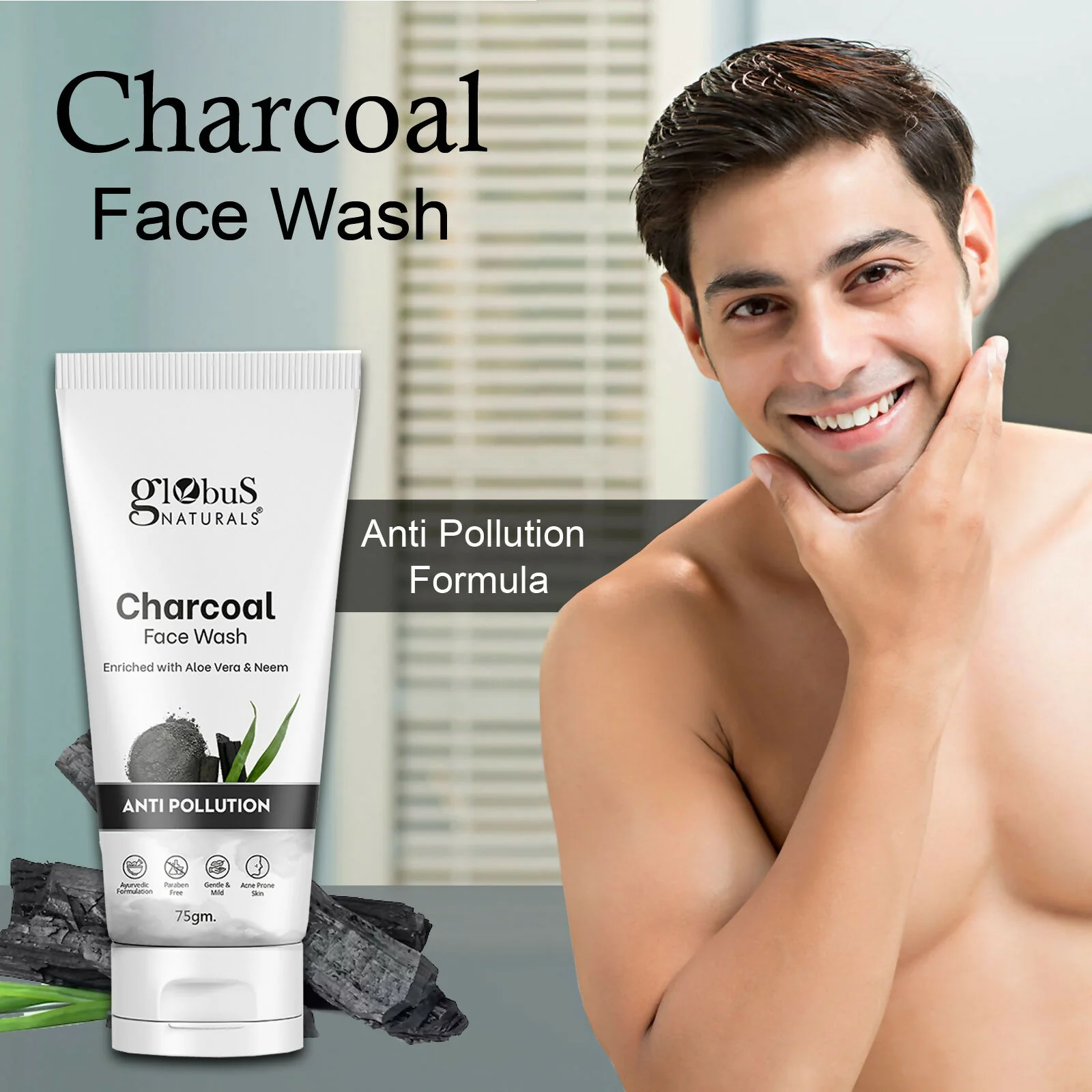 Globus Naturals Anti Pollution Charcoal Face Wash - Image 3