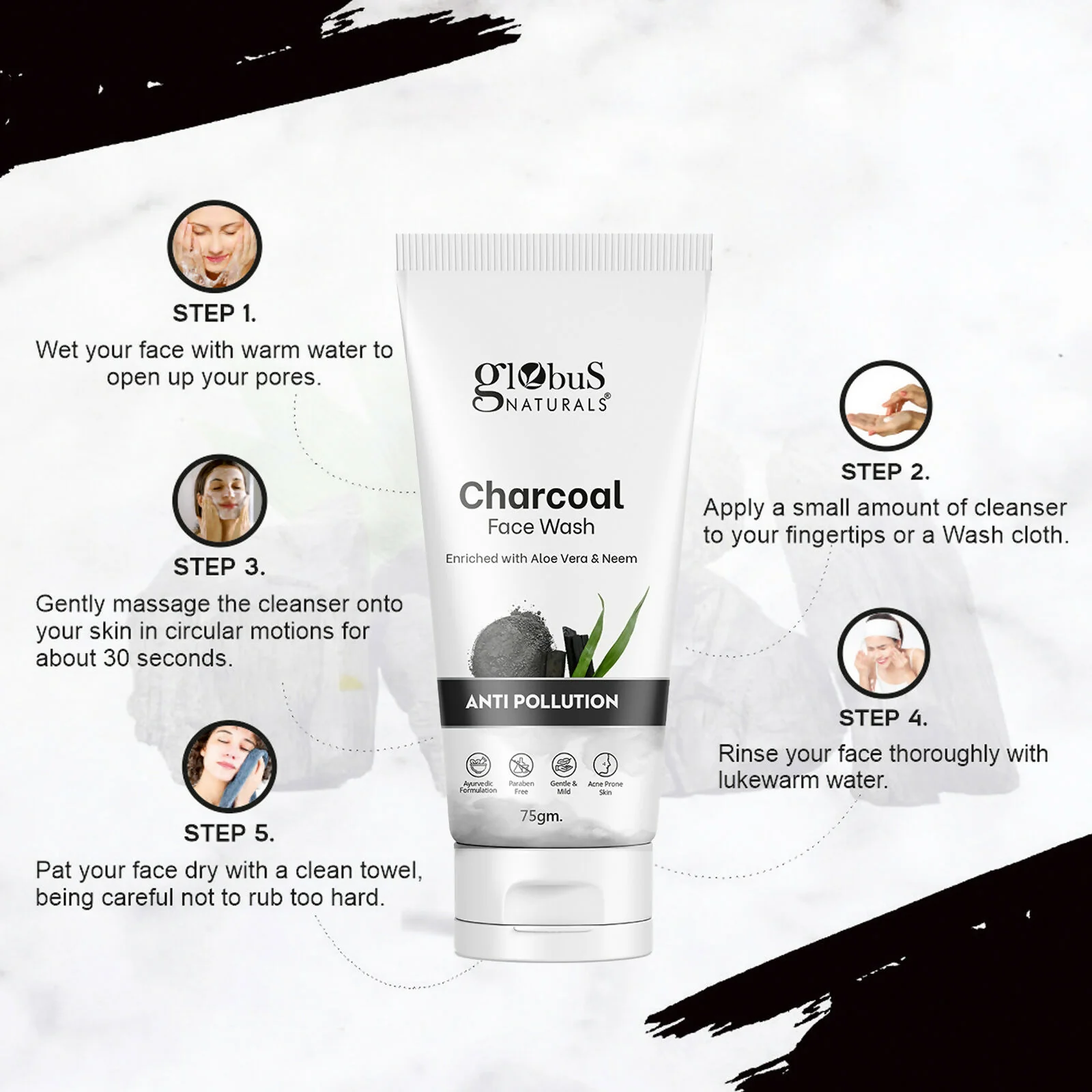 Globus Naturals Anti Pollution Charcoal Face Wash - Image 8