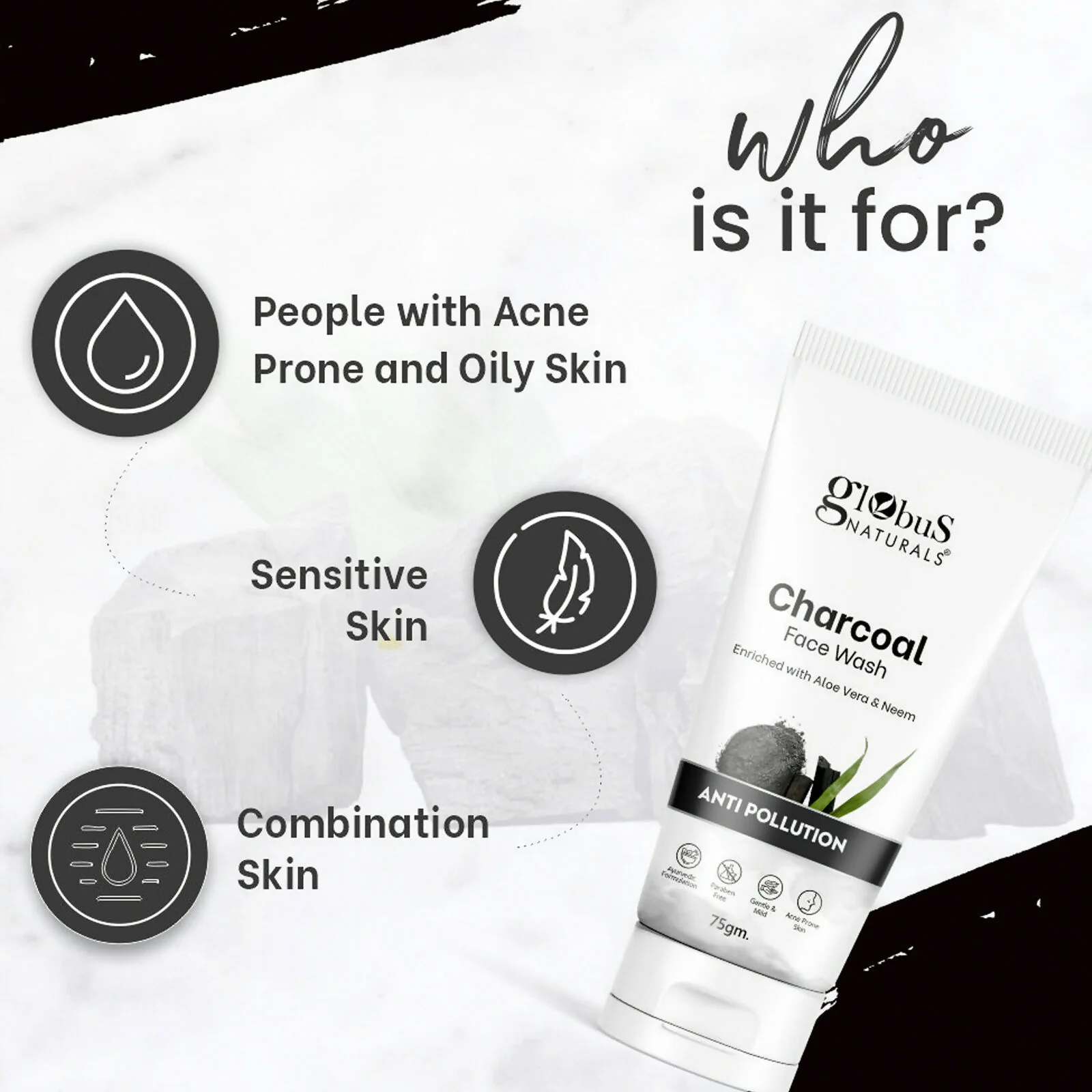 Globus Naturals Anti Pollution Charcoal Face Wash - Image 9