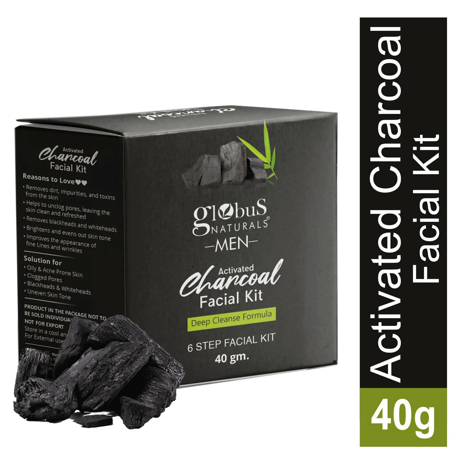 Globus Naturals Anti-Pollution Charcoal Men 6 Step Facial Kit - Image 3