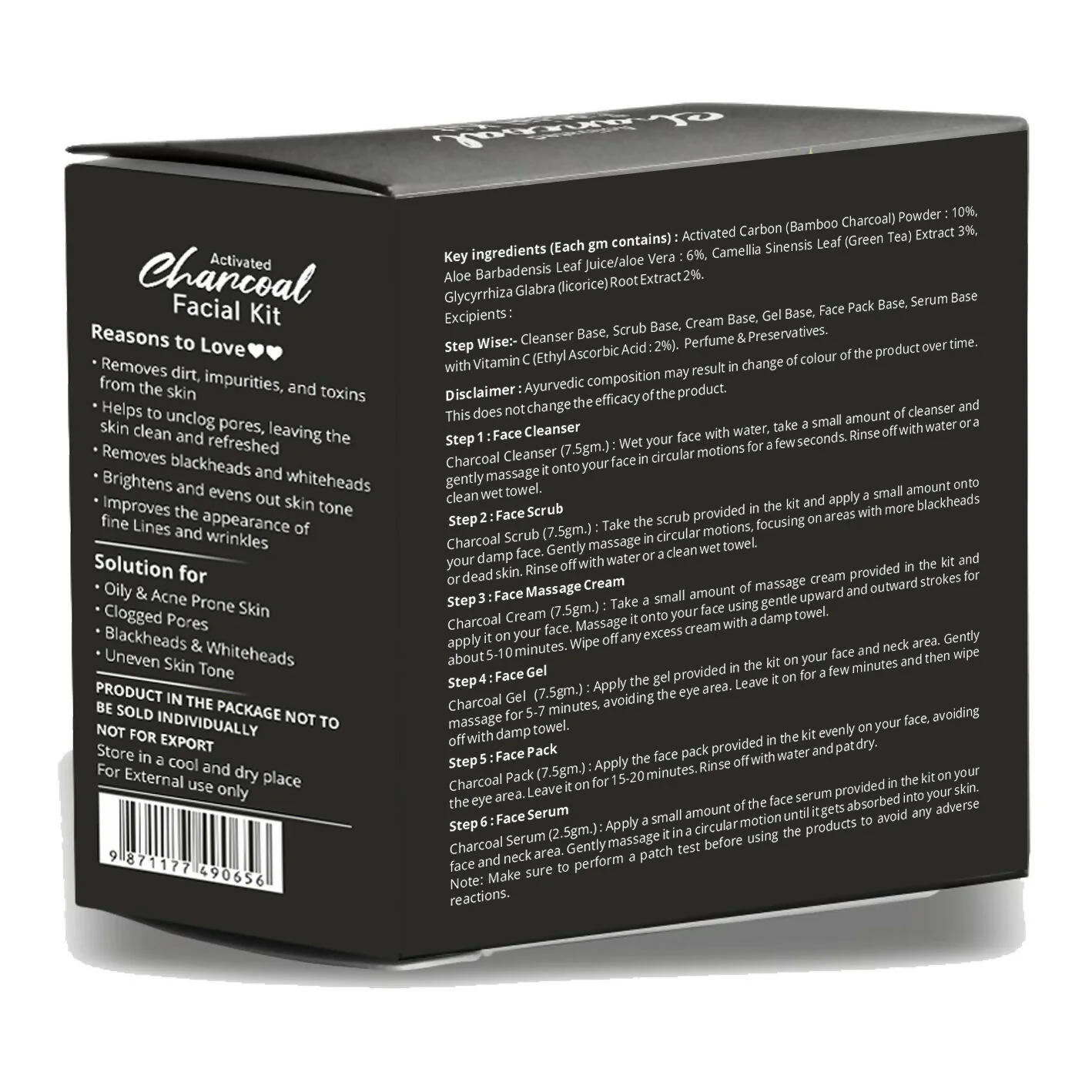 Globus Naturals Anti-Pollution Charcoal Men 6 Step Facial Kit - Image 7