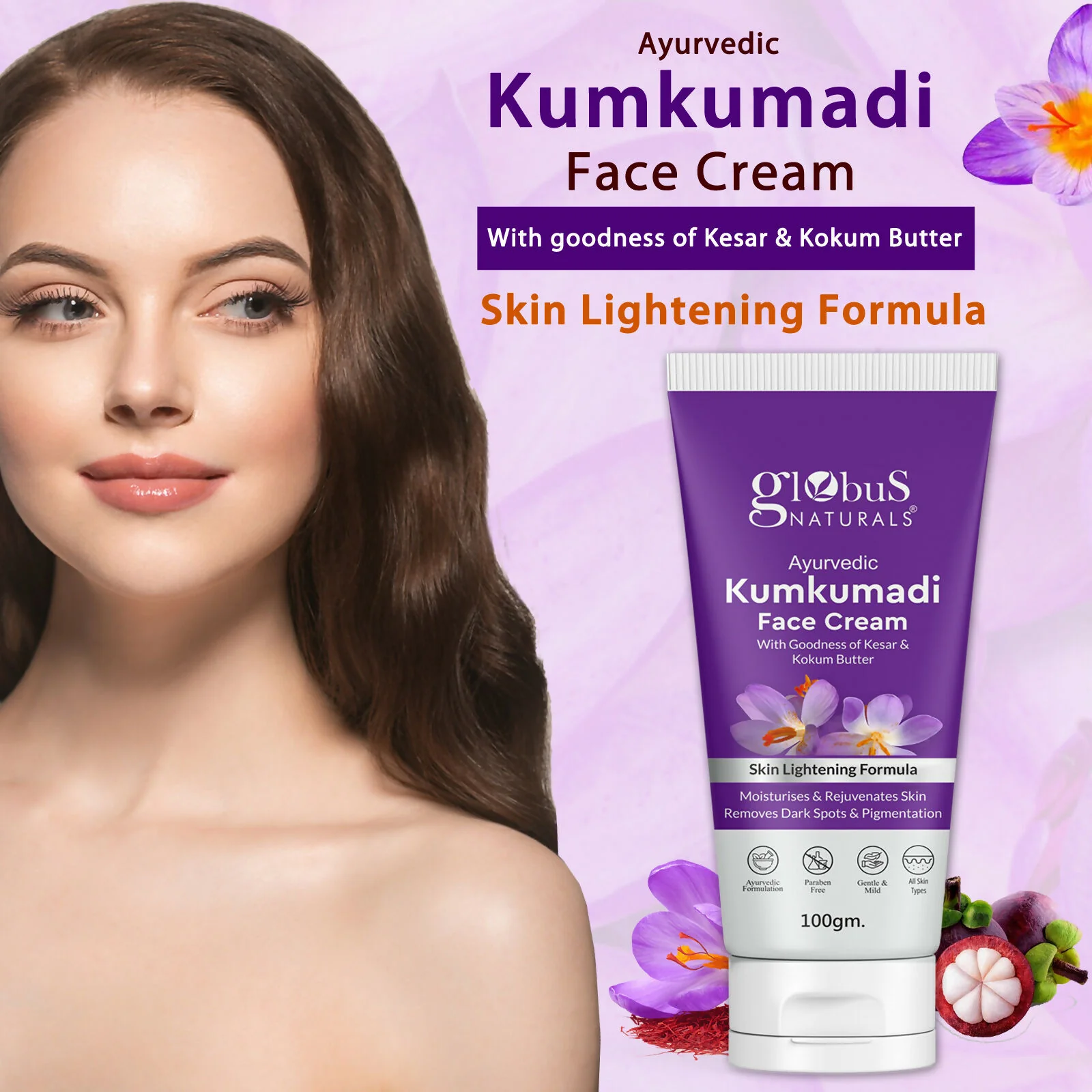 Globus Naturals Ayurvedic Kumkumadi Skin Lightening Face Cream - Image 3
