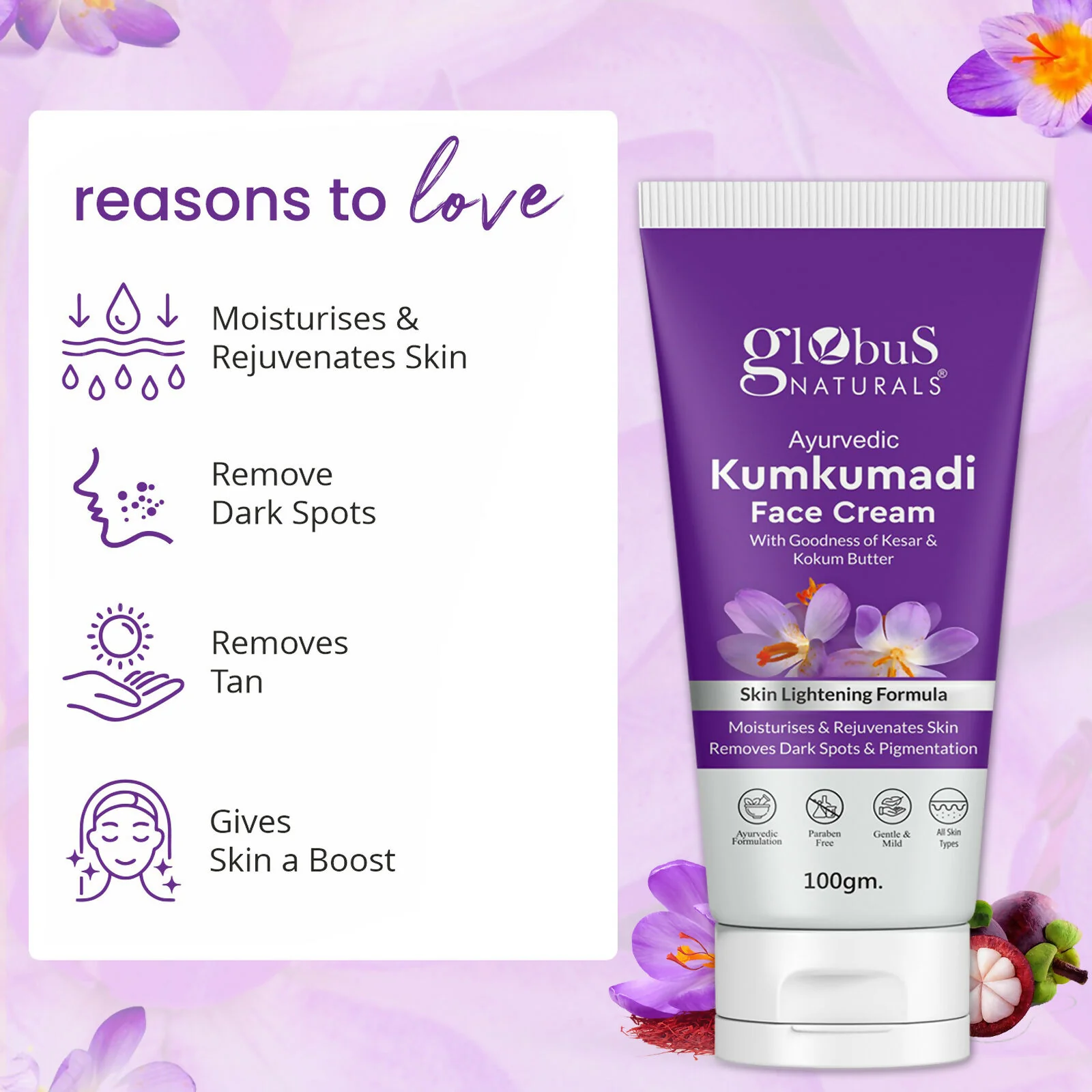 Globus Naturals Ayurvedic Kumkumadi Skin Lightening Face Cream - Image 4