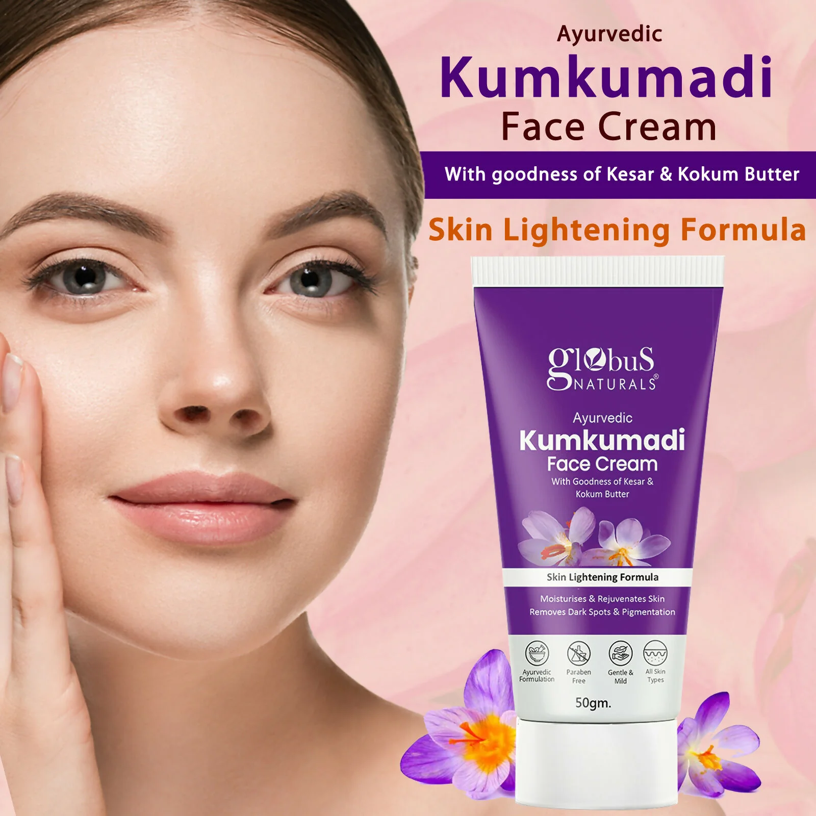 Globus Naturals Ayurvedic Kumkumadi Skin Lightening Face Cream - Image 3