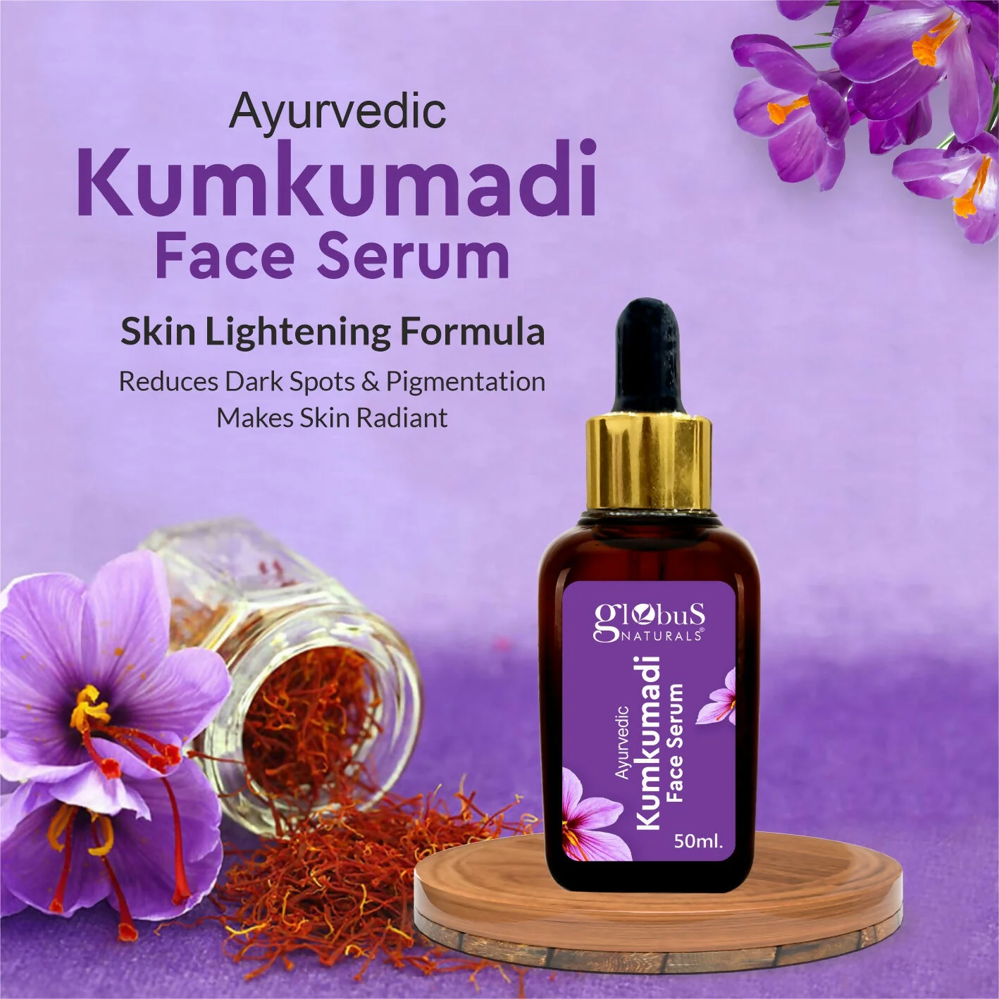 Globus Naturals Ayurvedic Kumkumadi Skin Lightening Face Serum - Image 3