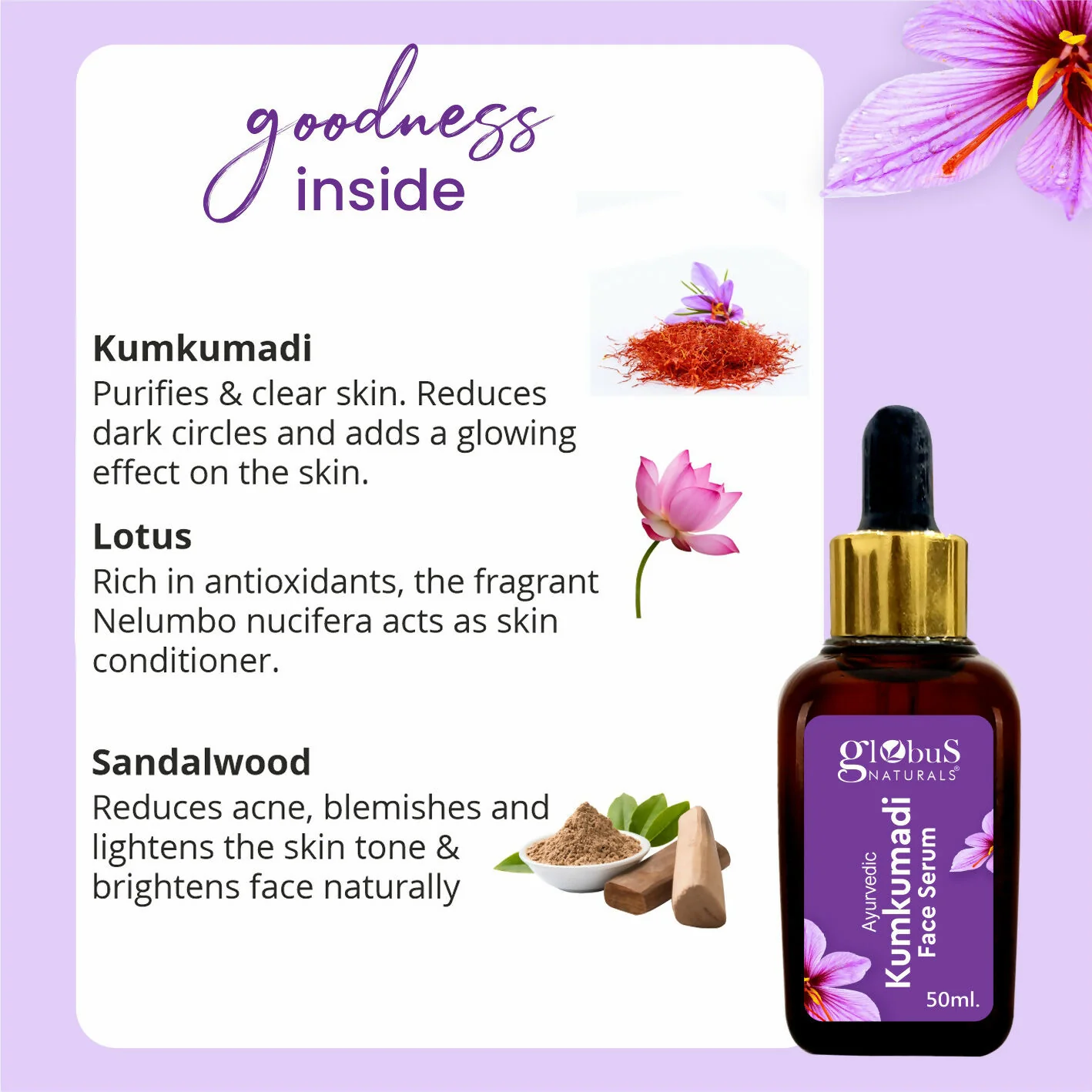 Globus Naturals Ayurvedic Kumkumadi Skin Lightening Face Serum - Image 5