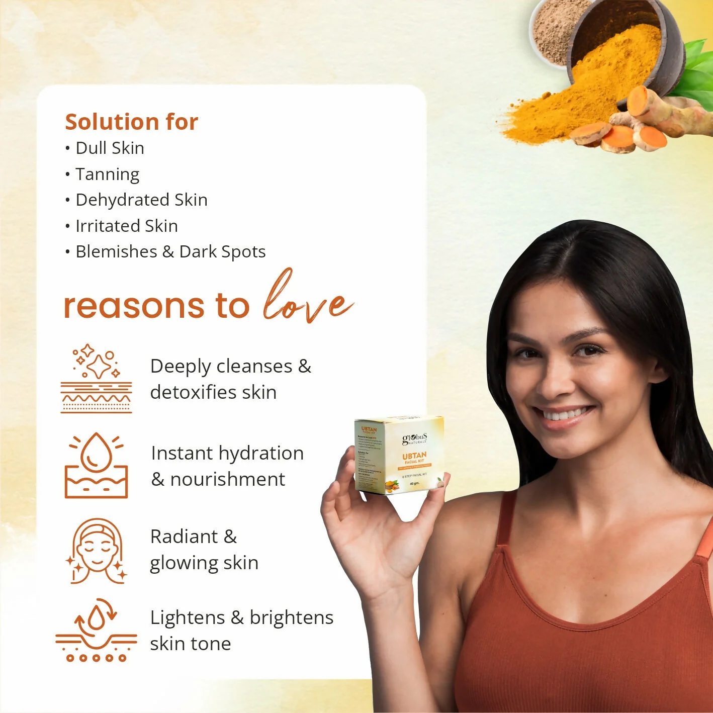 Globus Naturals Brightening Ubtan 6 Step Facial Kit - Image 5
