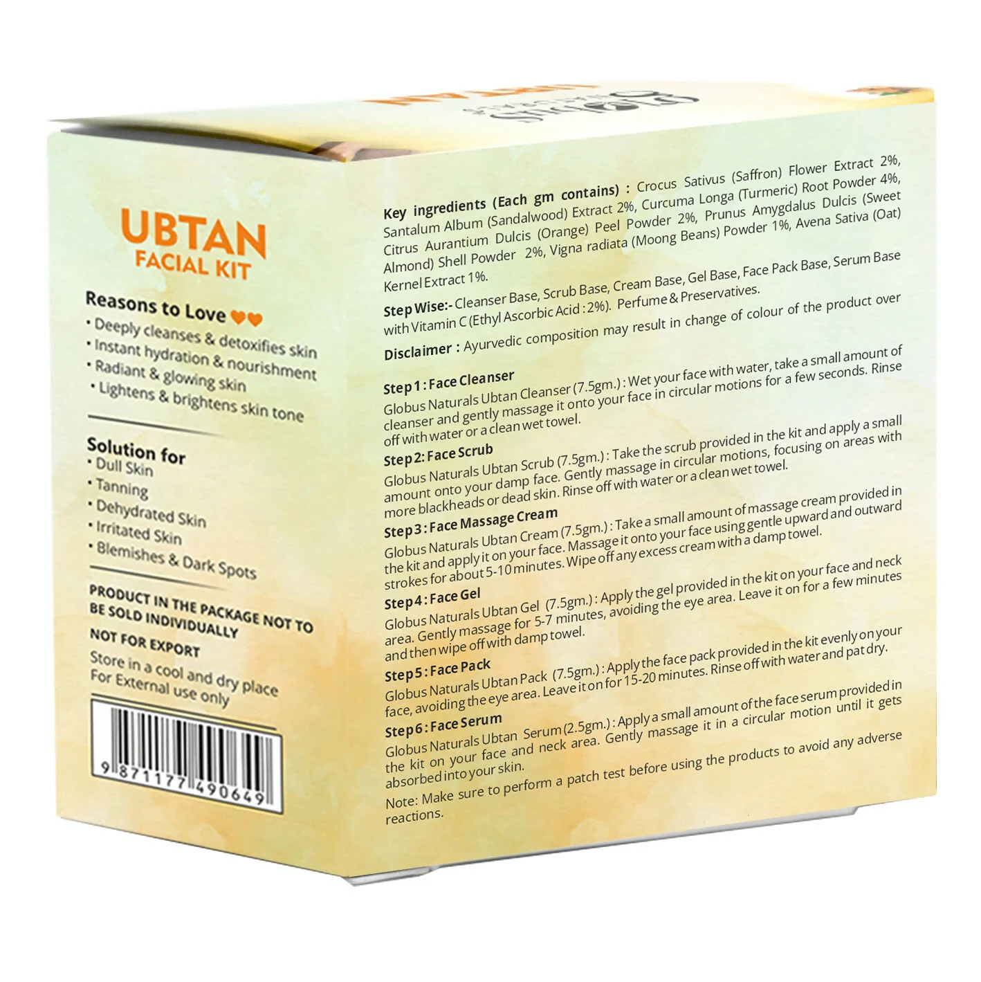 Globus Naturals Brightening Ubtan 6 Step Facial Kit - Image 8