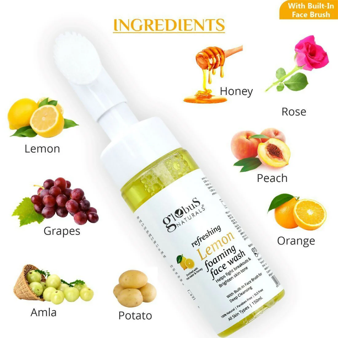 Globus Naturals Brush Lemon Face wash - Image 4