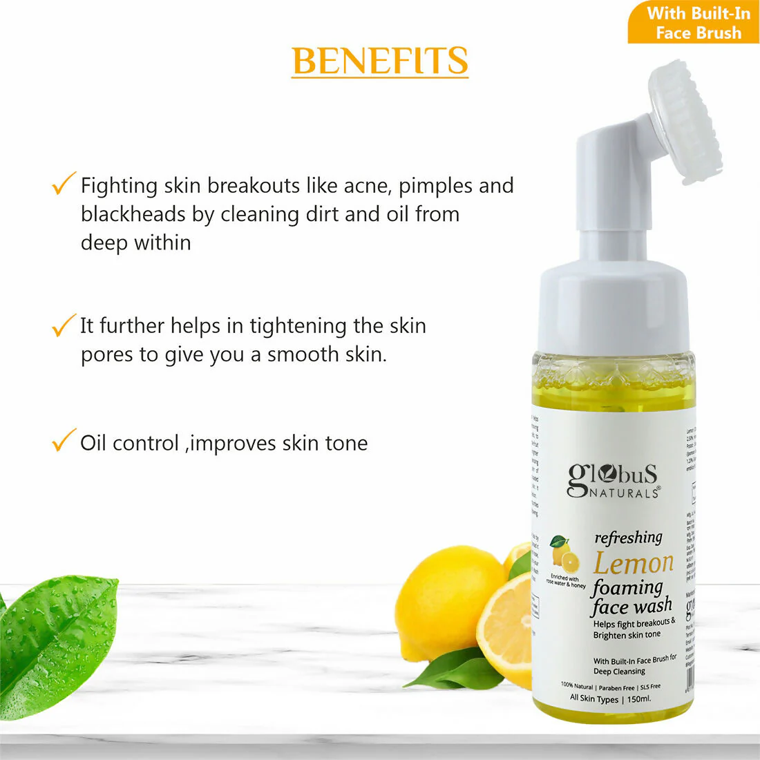 Globus Naturals Brush Lemon Face wash - Image 7